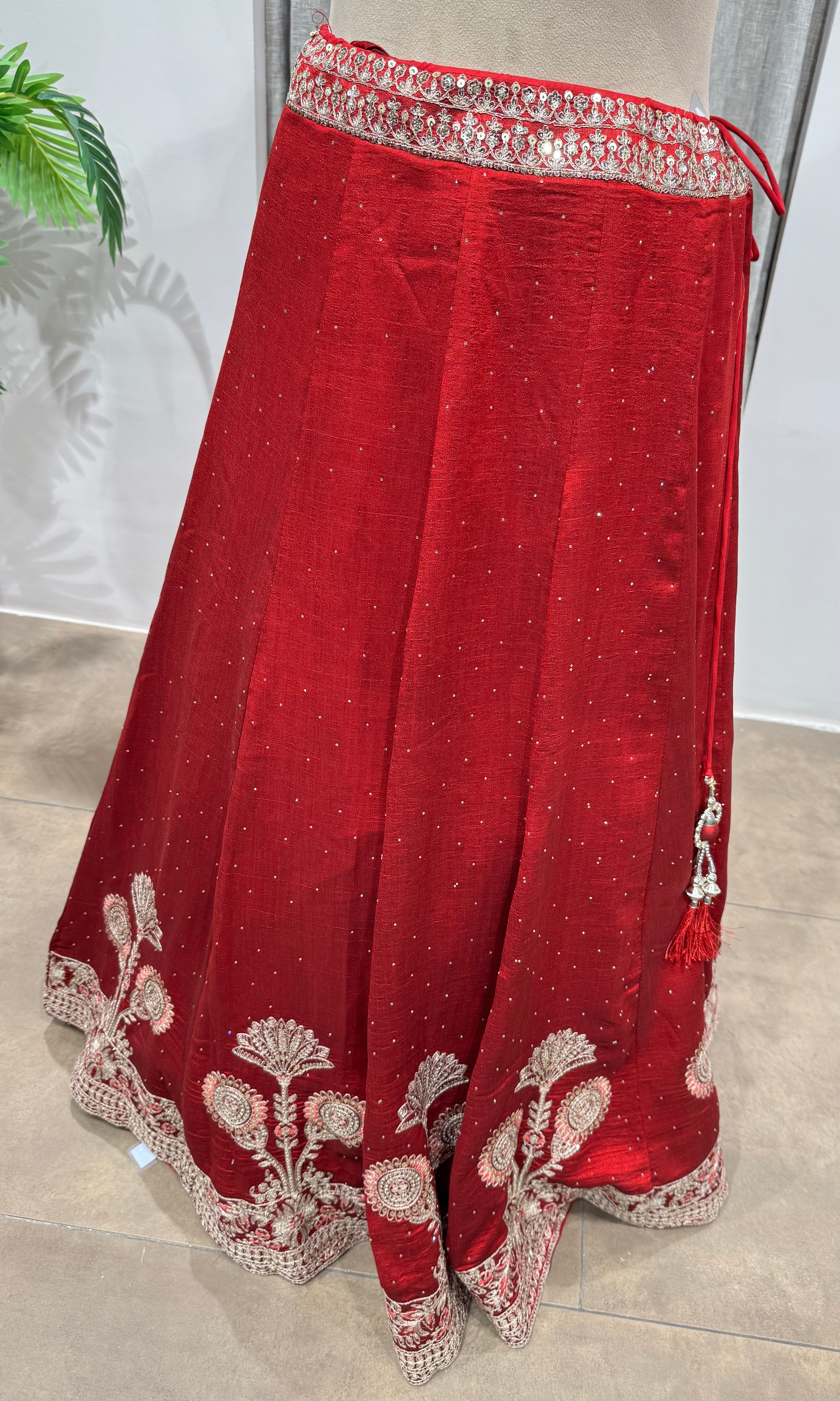 MAROON Elegance Embroidered Silk Lehenga Choli