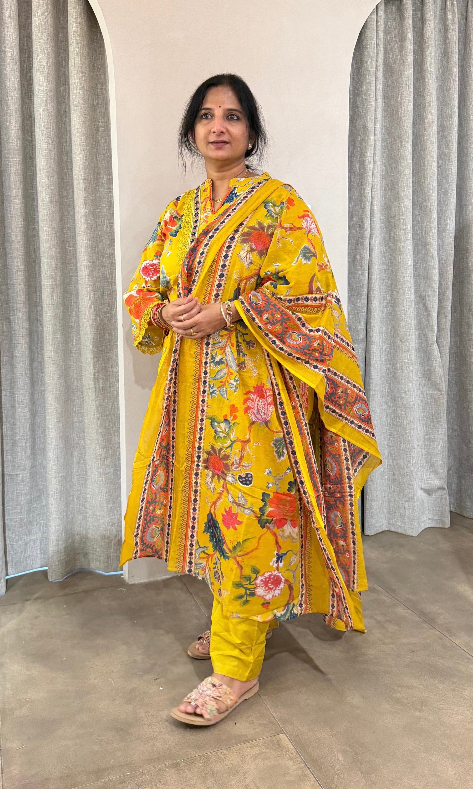 Yellow FLORAL kurta set