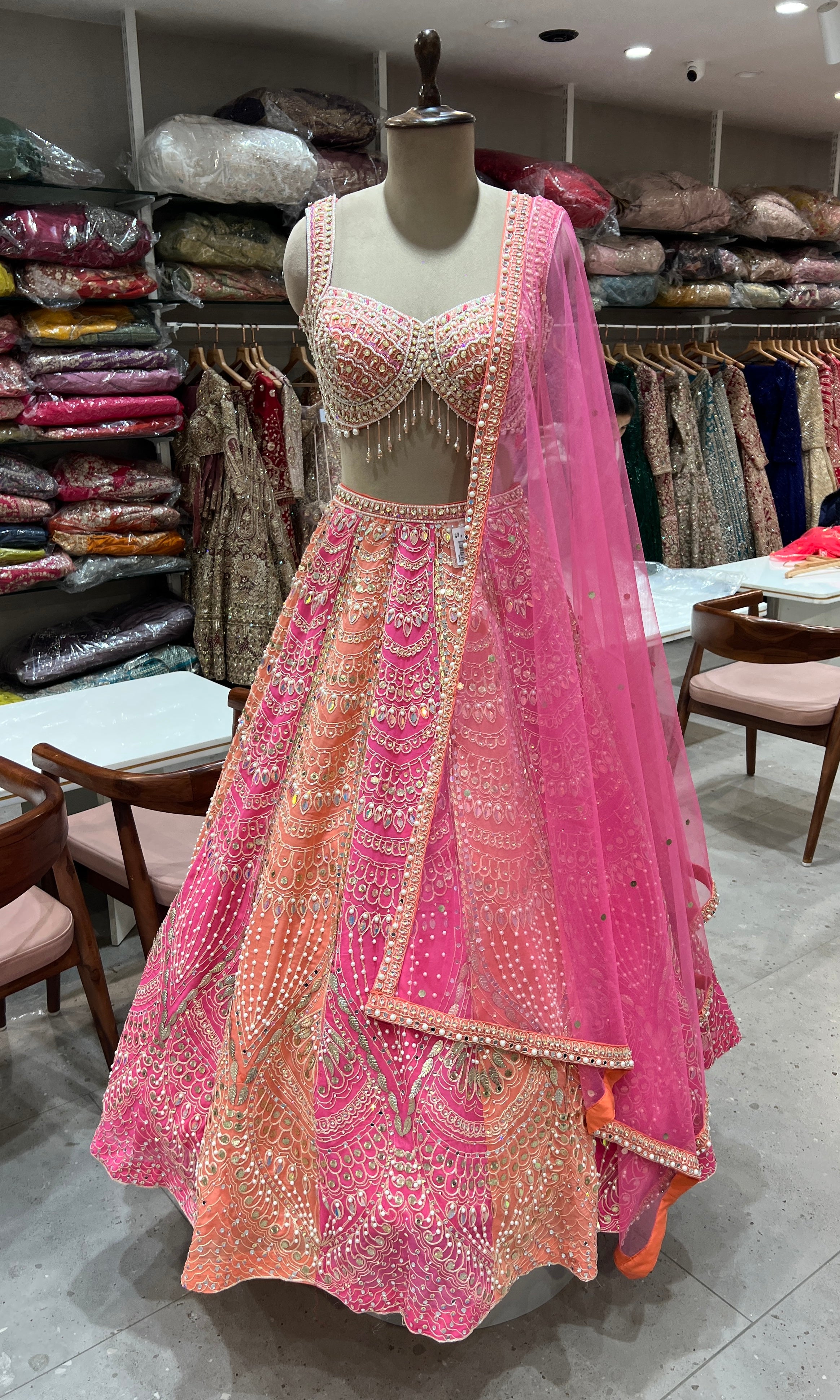 RANI Pink and Orange Glow Lehenga