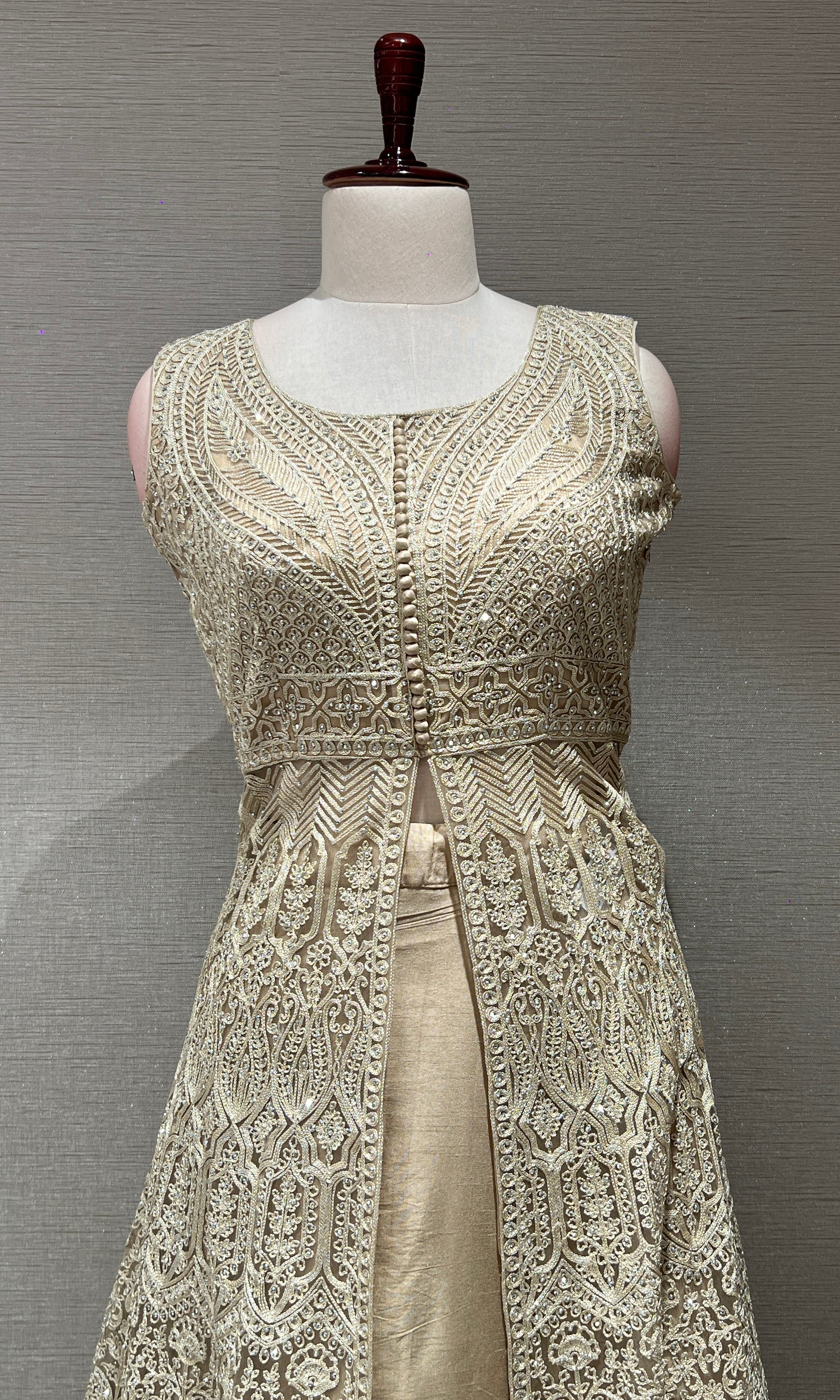 Ivory EMBROIDERED Front Slit Anarkali Set