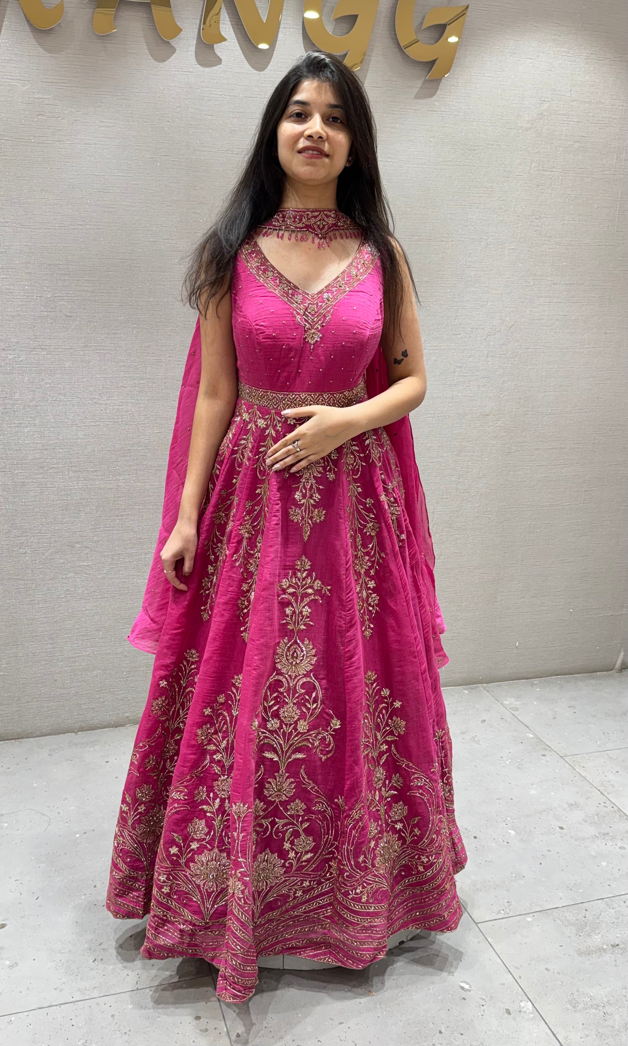 Rani Pink Georgette Anarkali DRESS