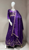 Purple EMBROIDERED ANARKALI LONG DRESS