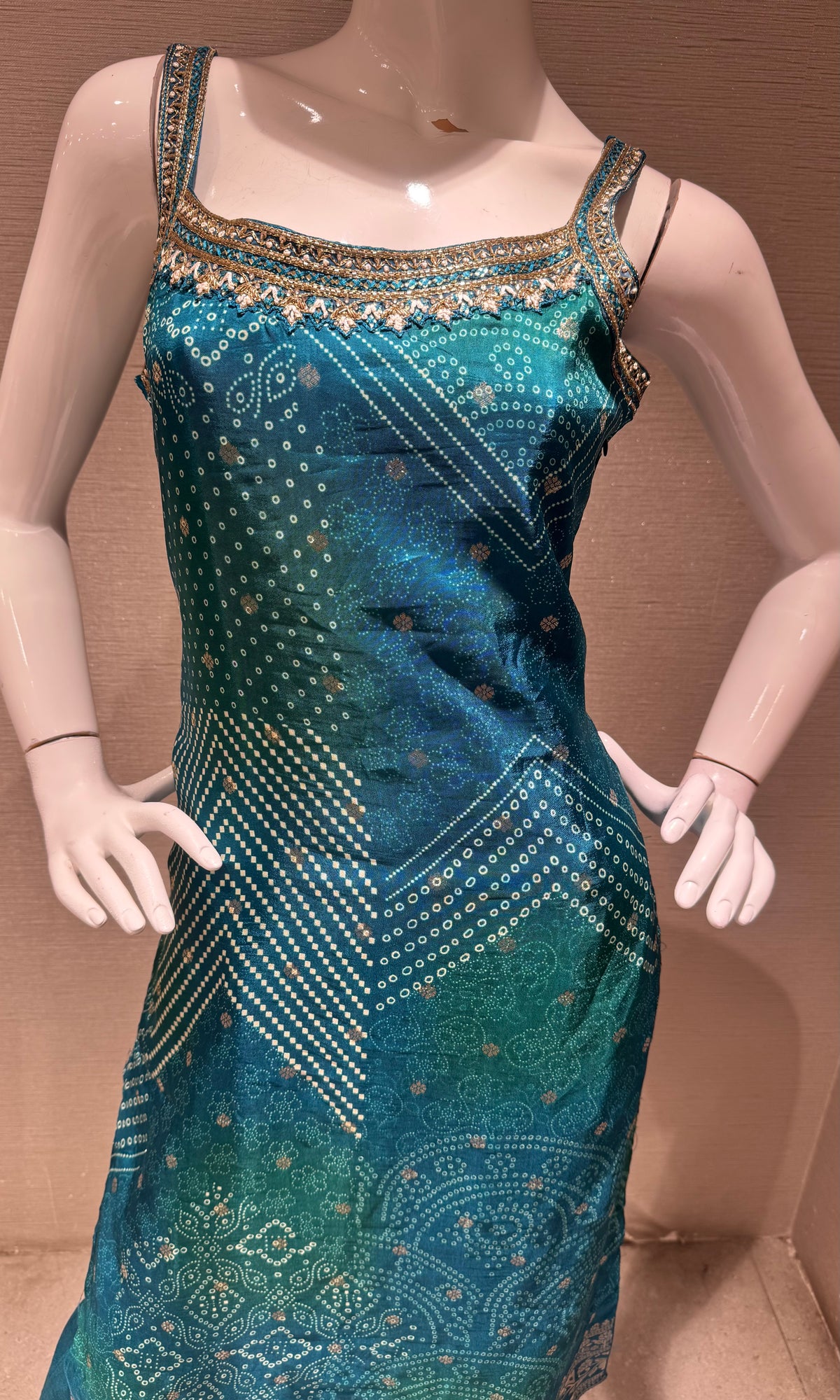 Blue Banarasi silk kurta set with dupatta