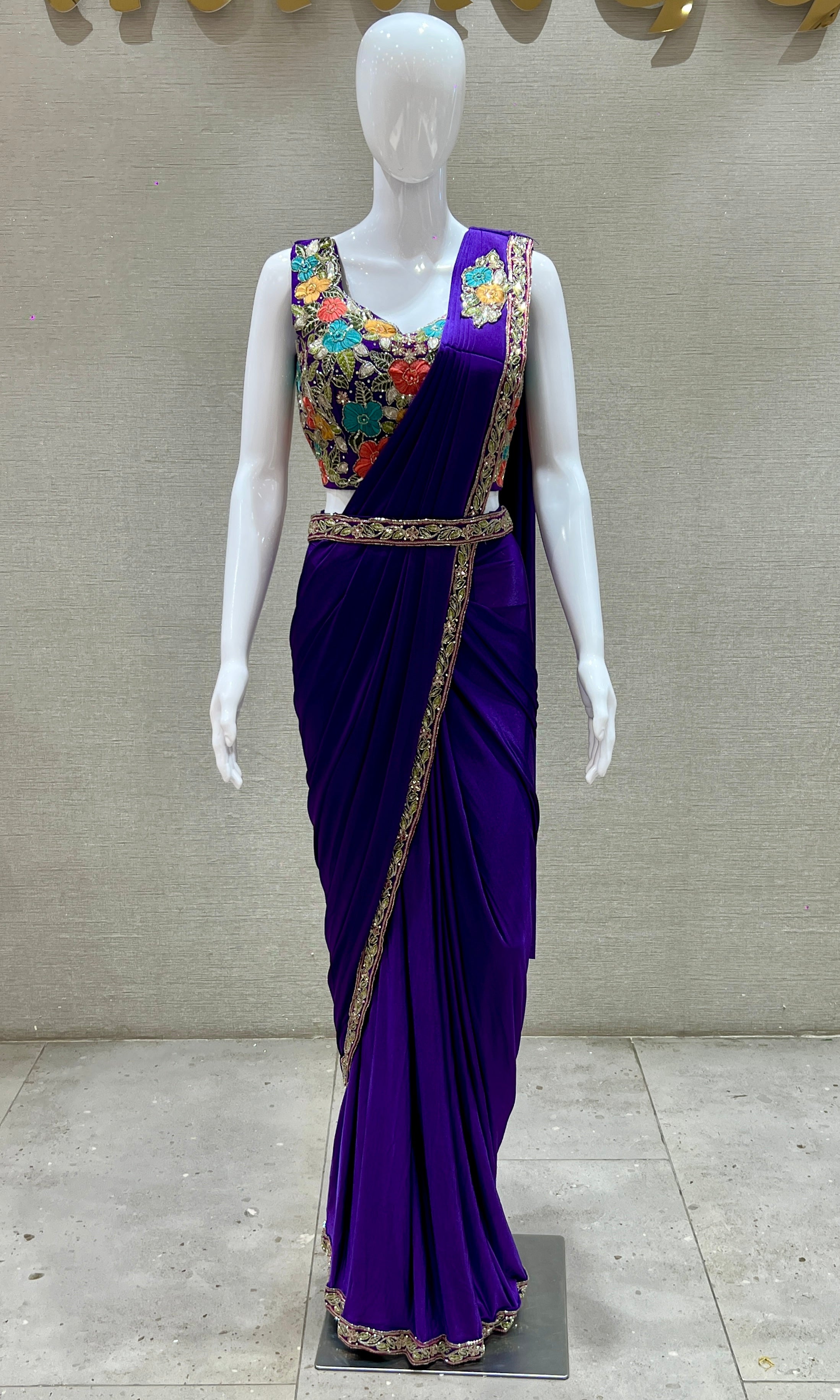 Purple one minute saree