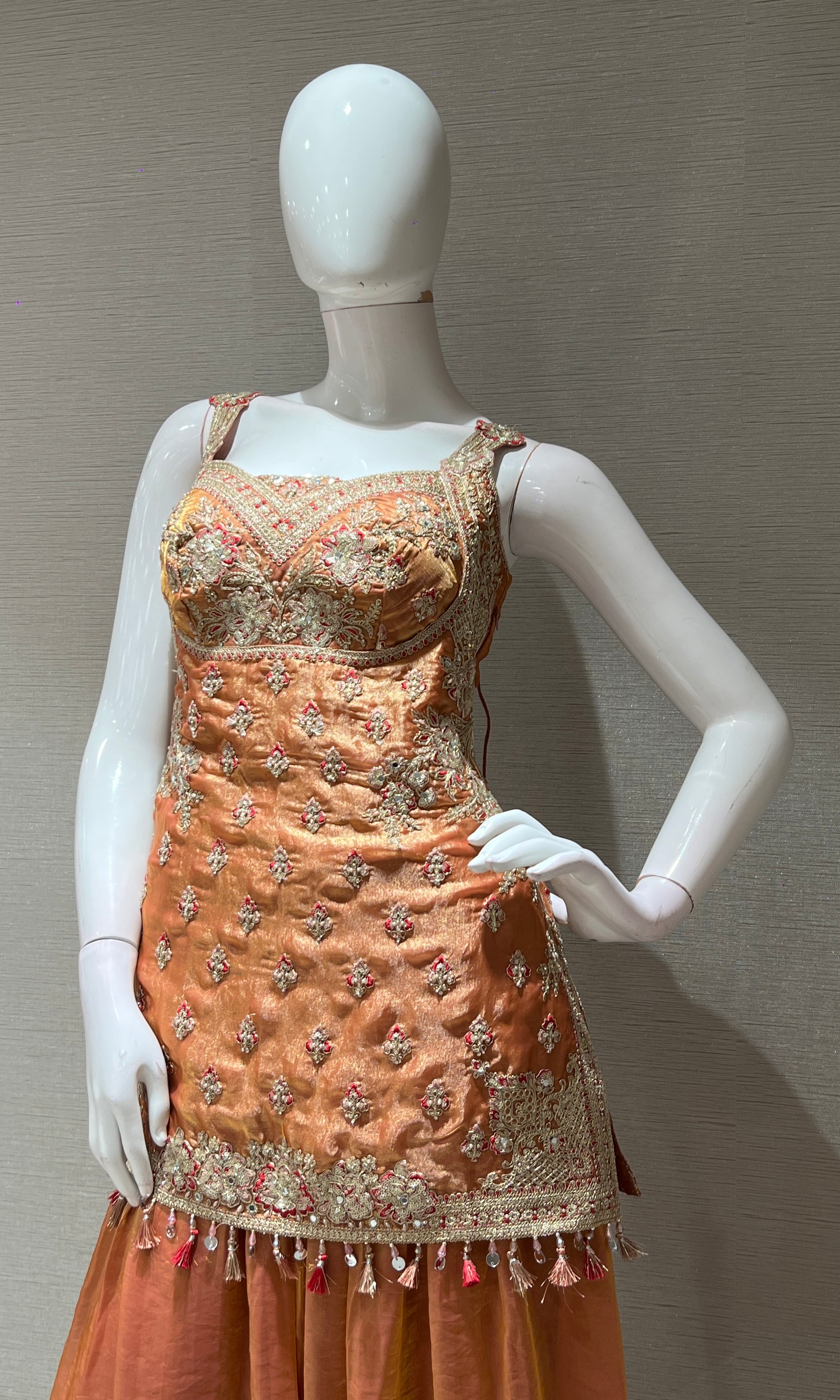 Peach EMBROIDERED SHARARA SET