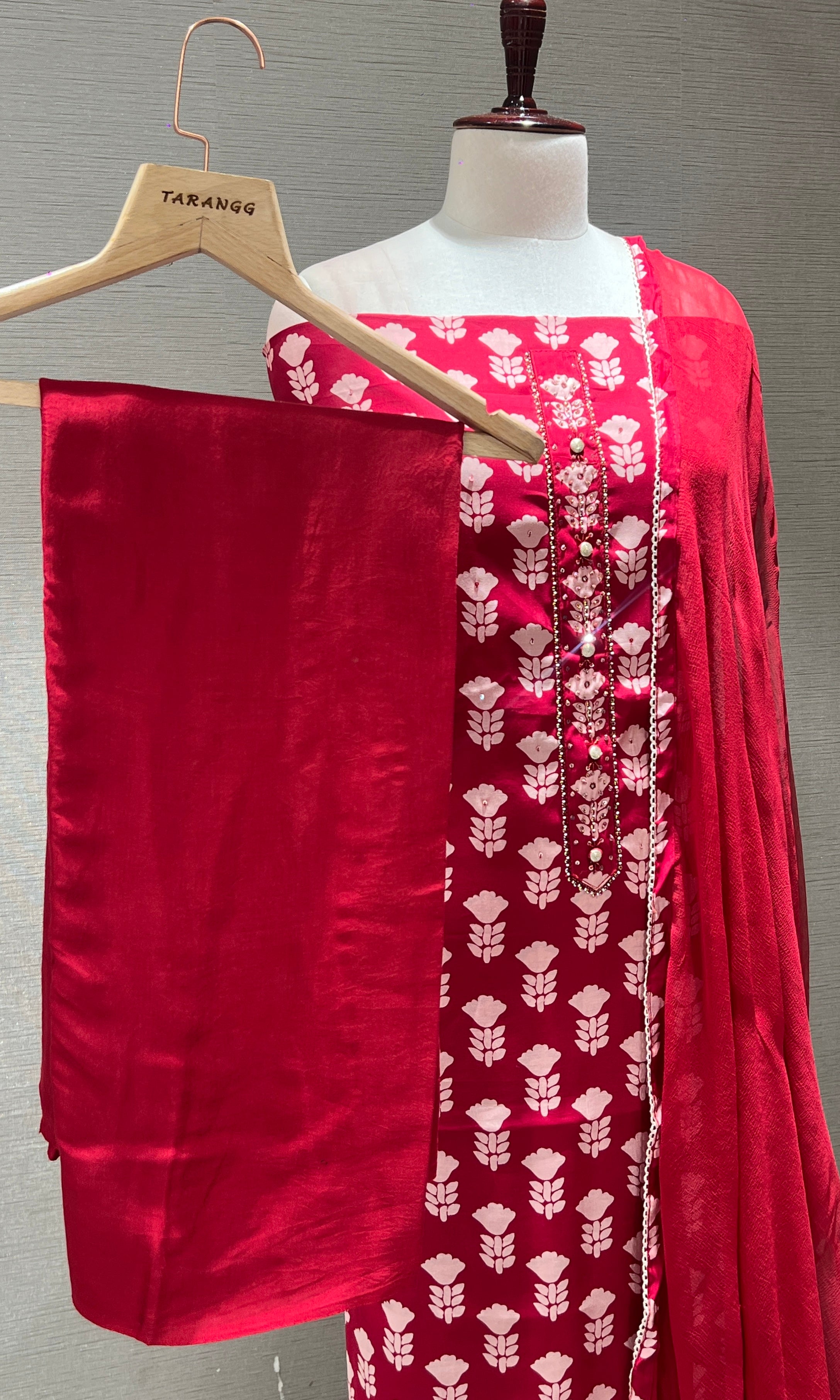 Maroon dress material