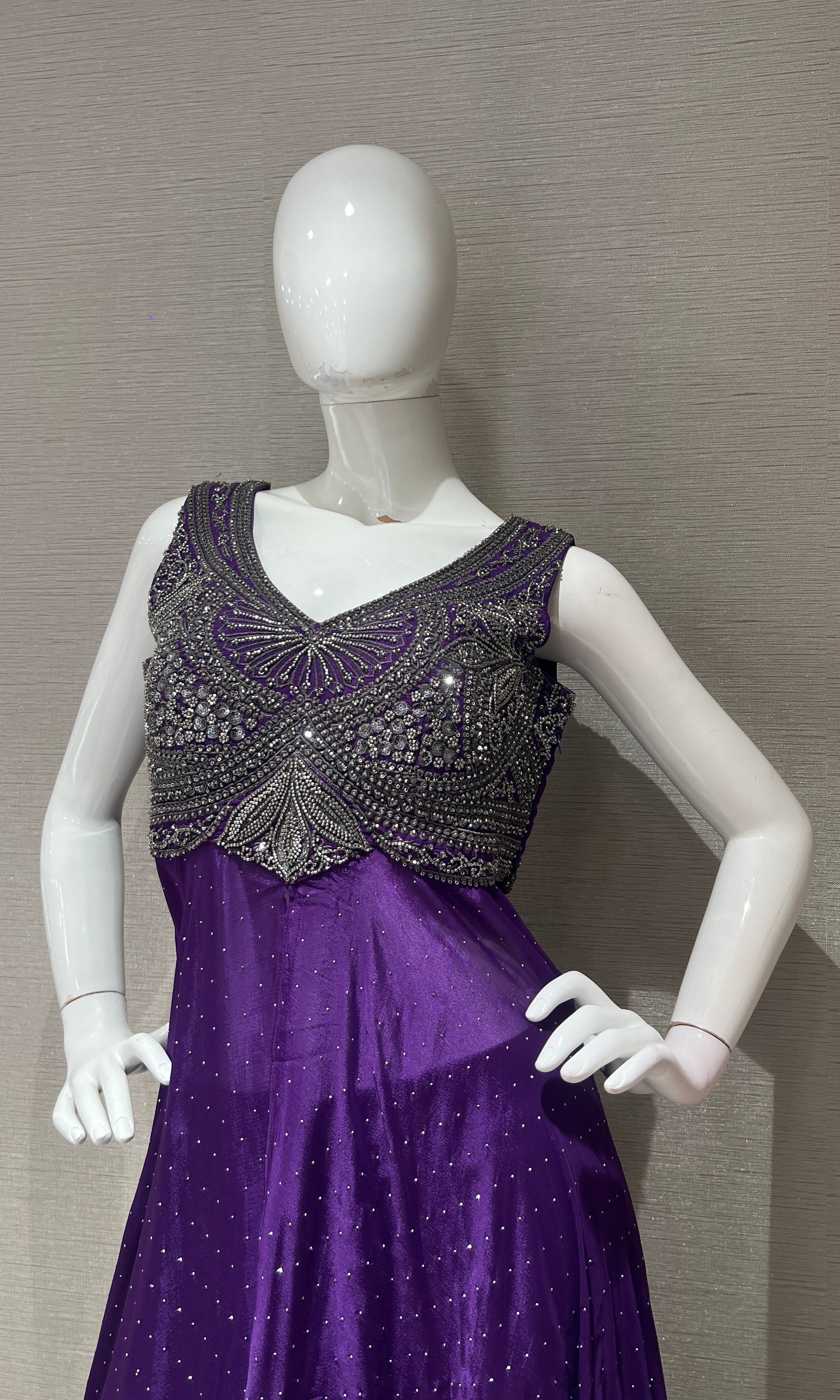 Purple Shimmer Anarkali with Palazzo Pants