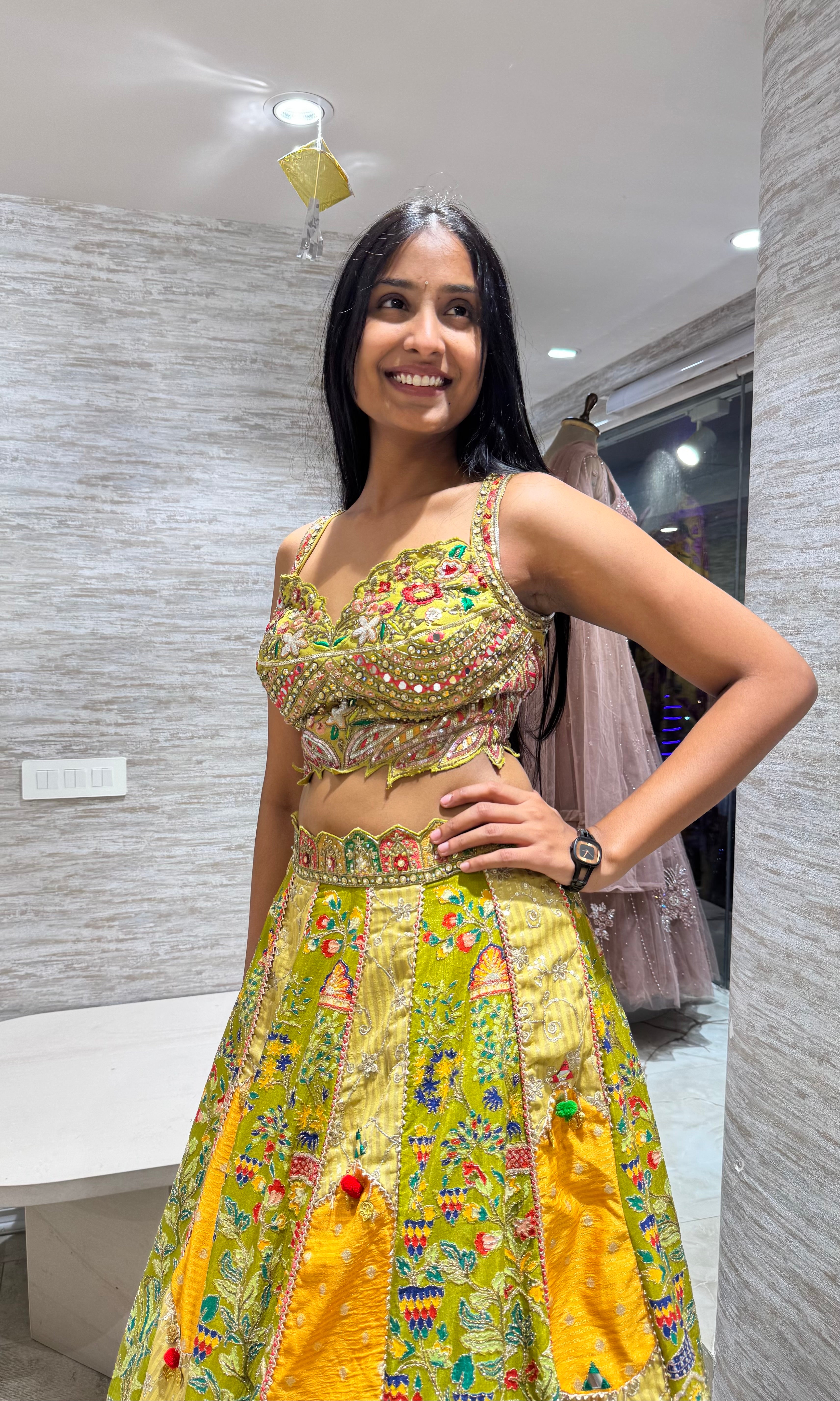 Mehandi green Floral Lehenga