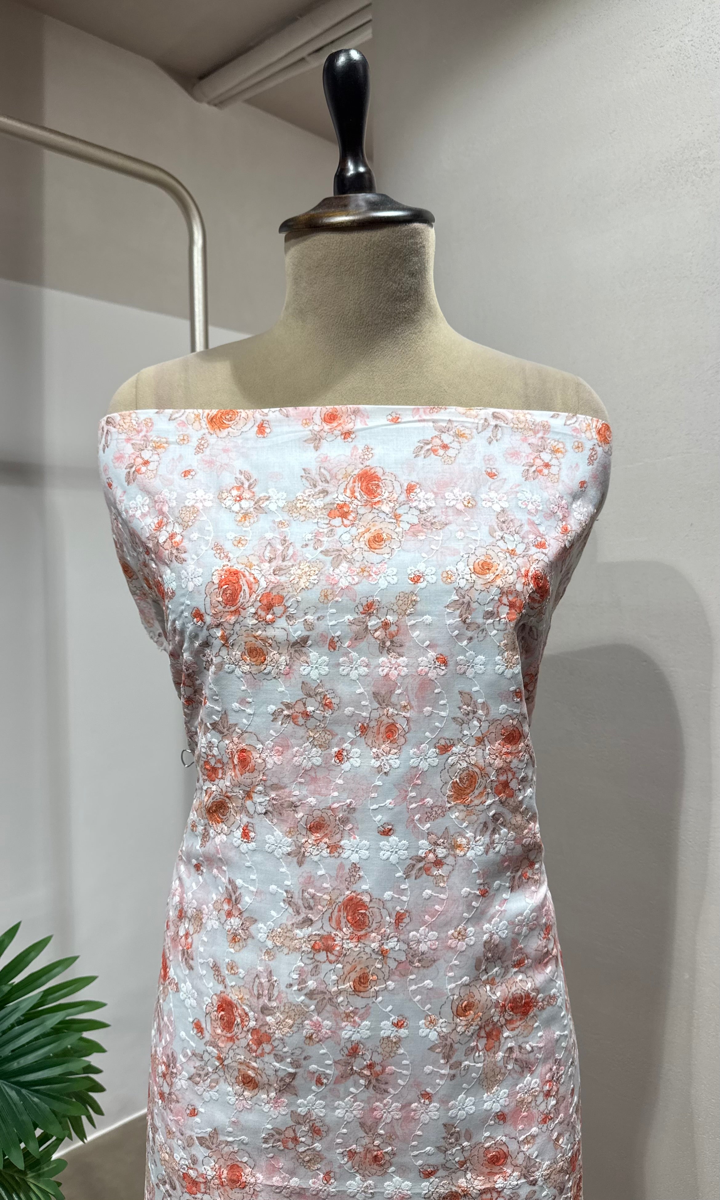 PEACH Georgette Dress Material