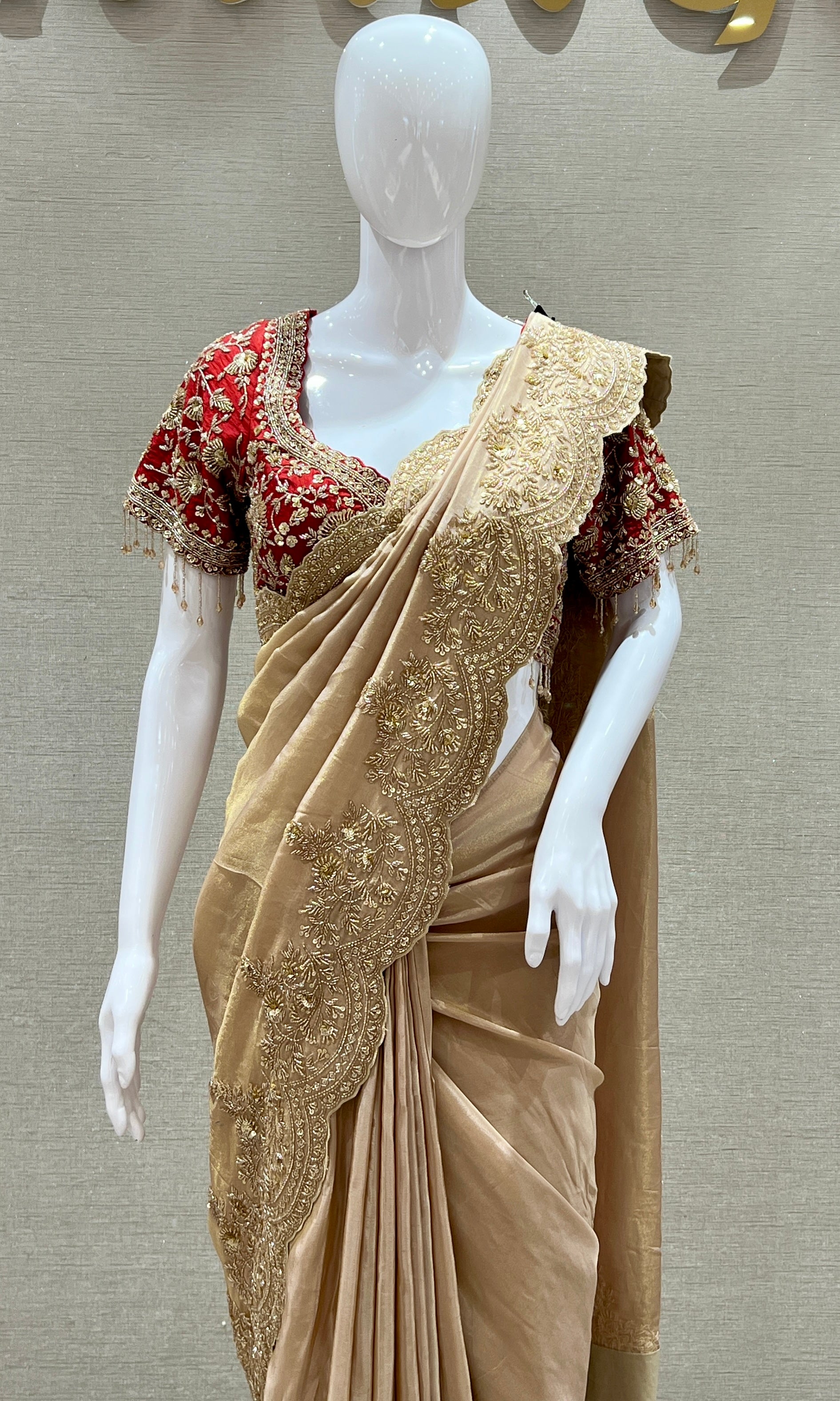 Red saree ready blouse