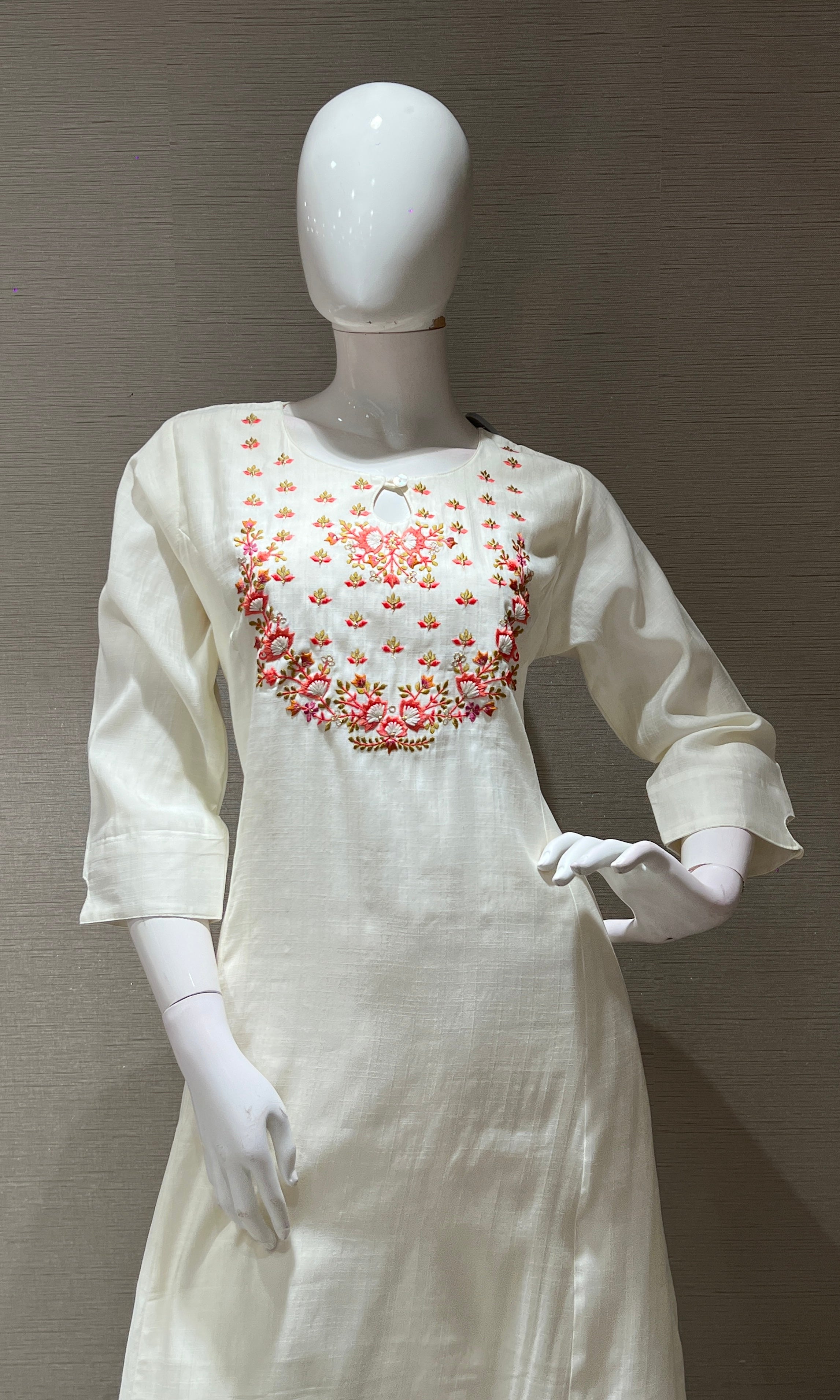 CREAM Floral Kurta Set