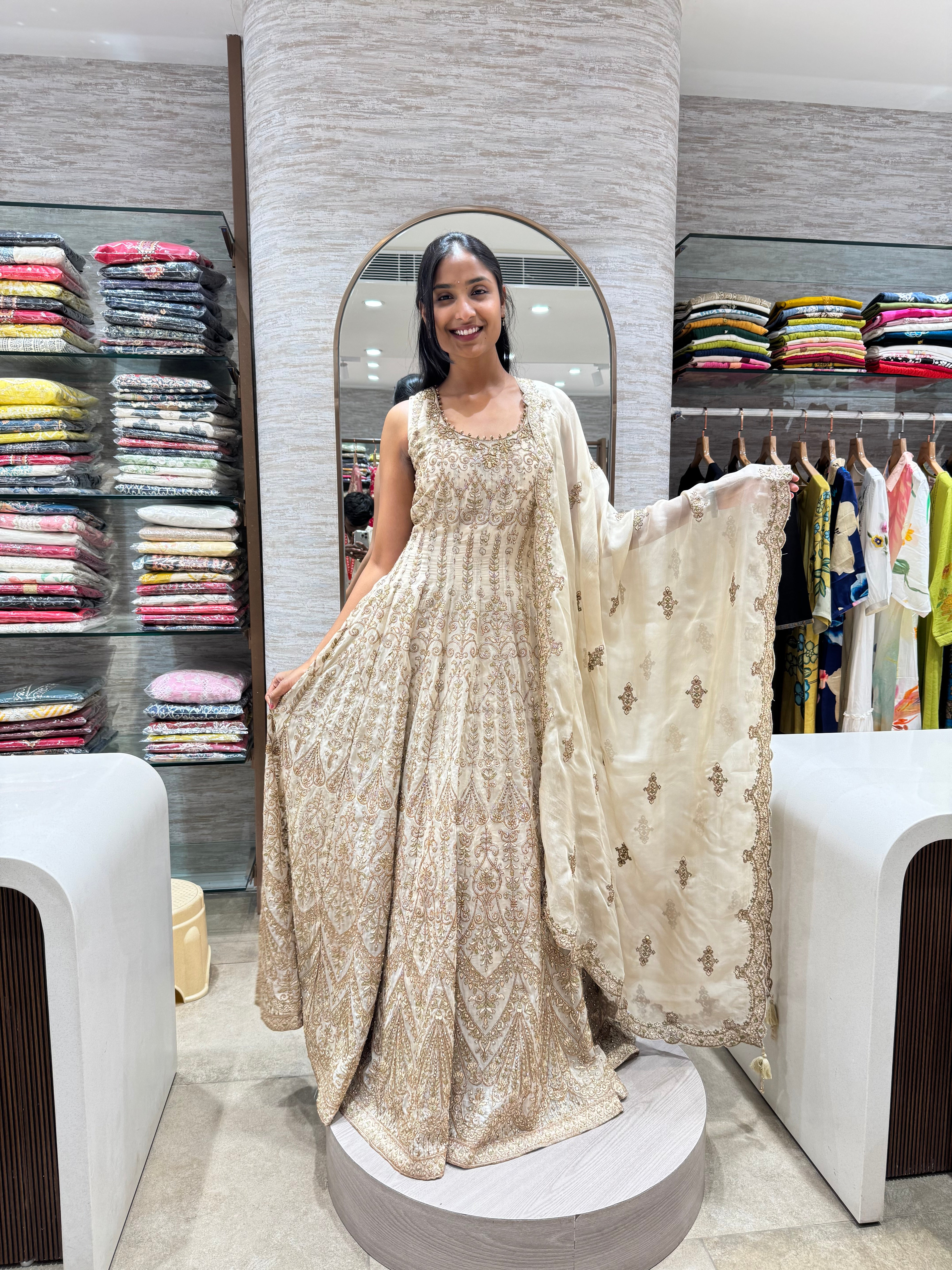 BEAGH ETHNIC GOLDEN EMBROIDERY ANARKALI SET