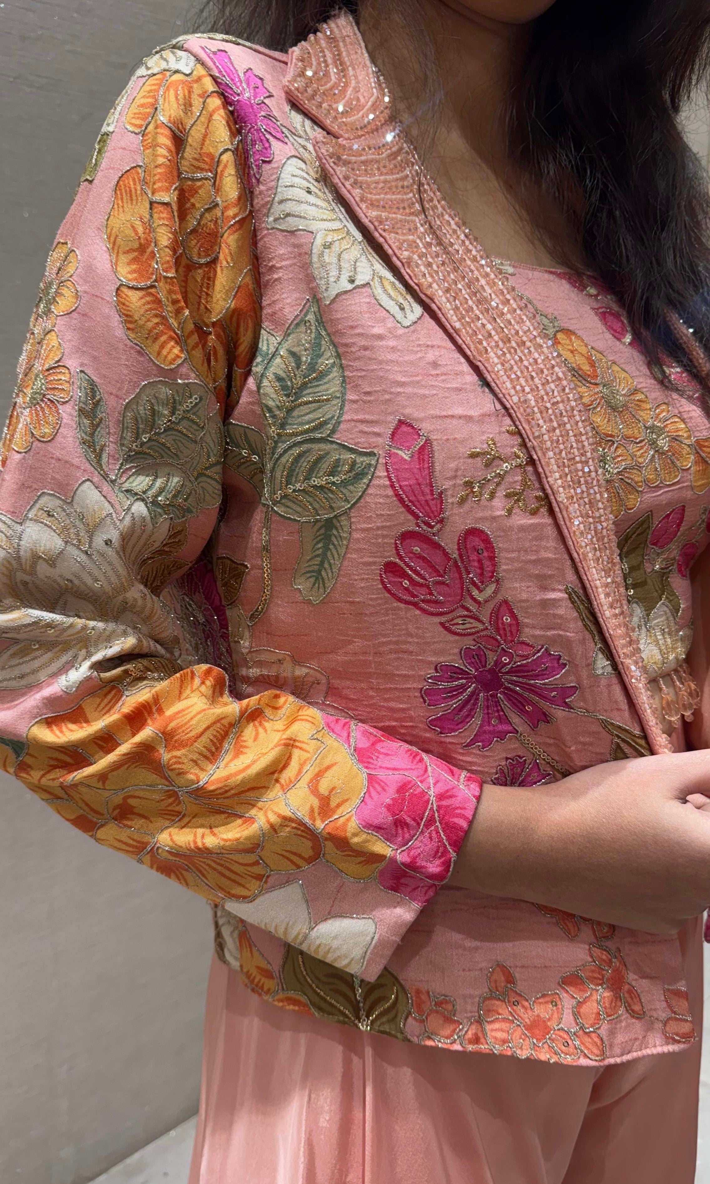 Peach Blossom Garden Jacket Palazzo Set