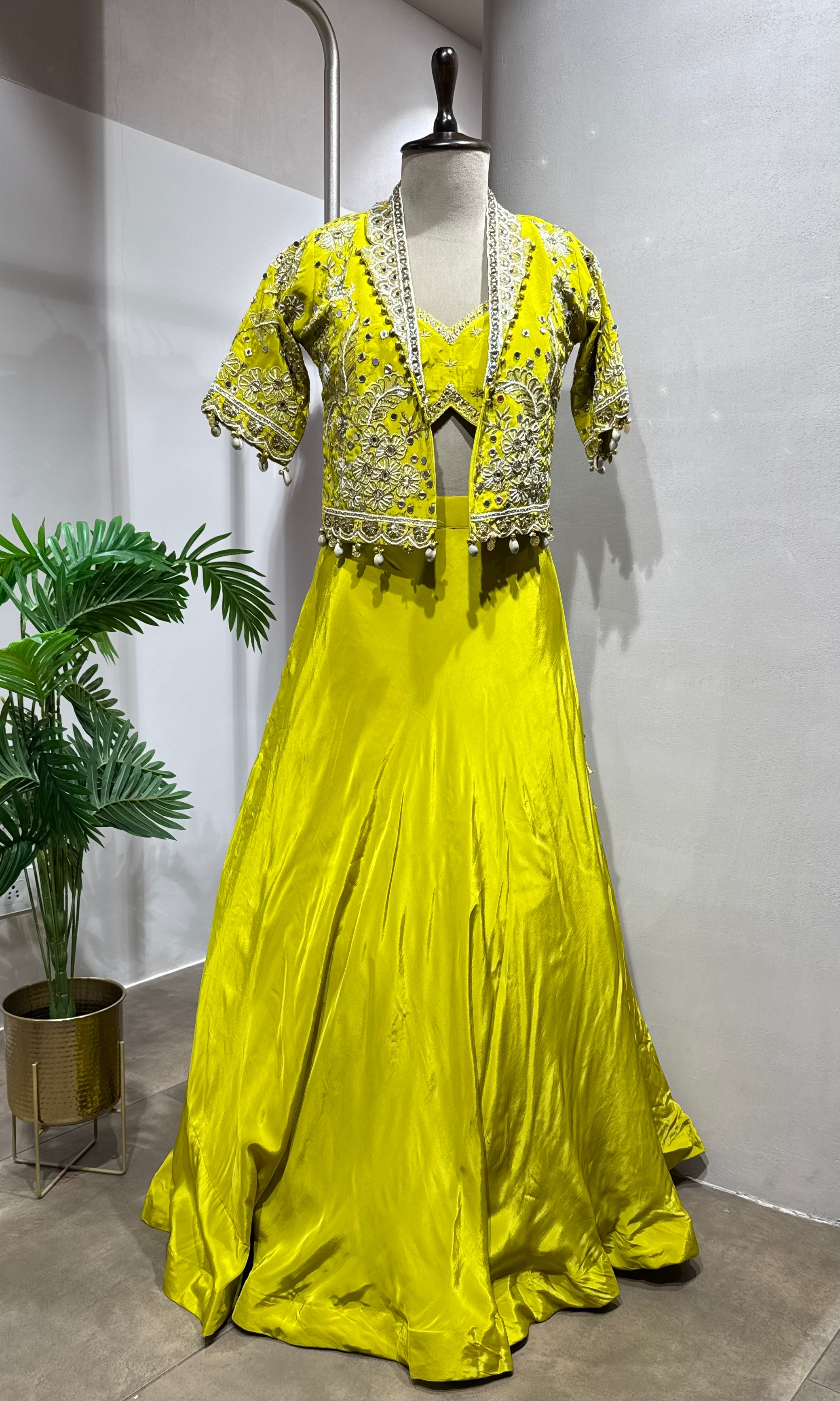 Light yellow georgette lehenga choli set