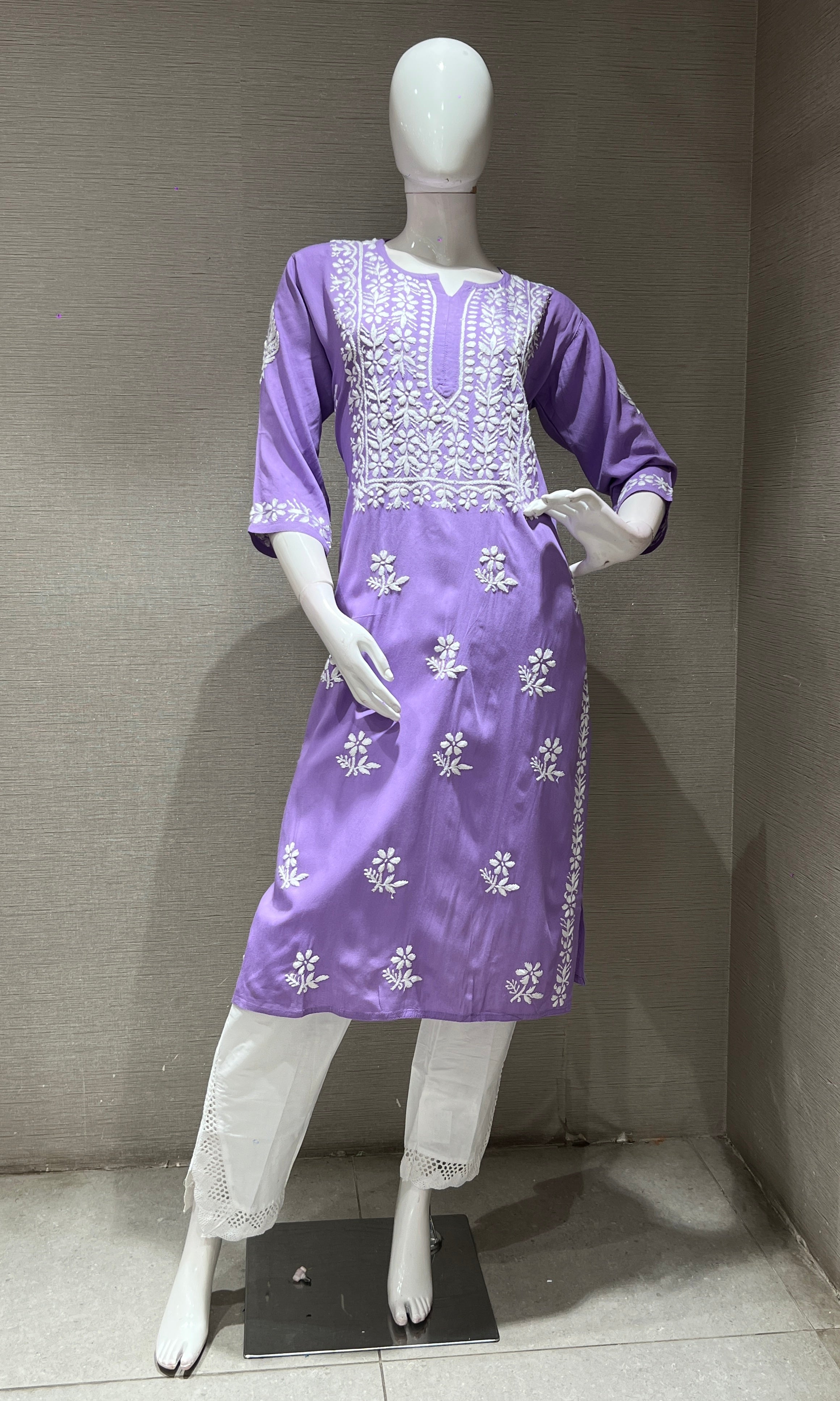 Purple CHINKANKARI KURTA SET
