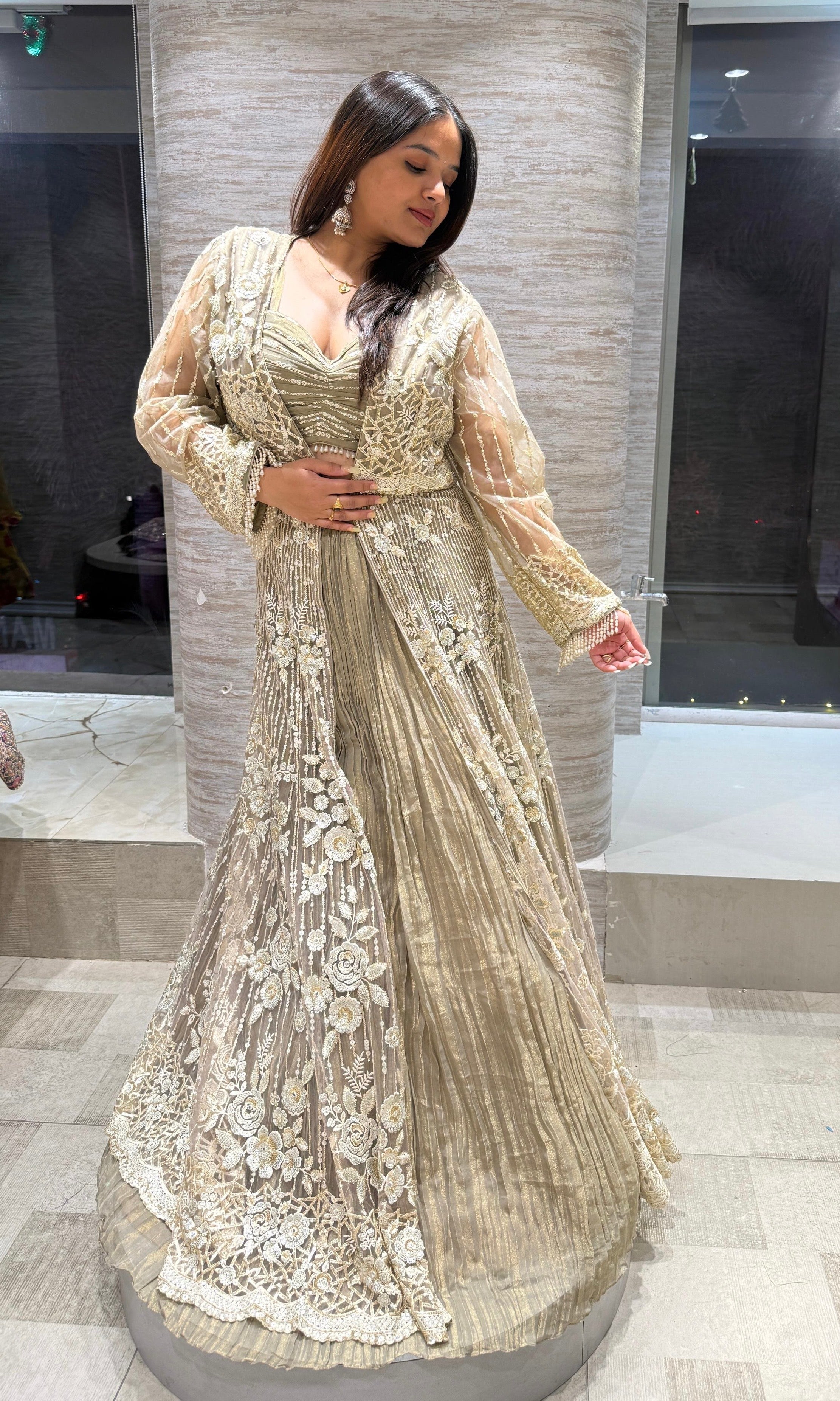 Golden Cape CROP TOP Lehenga