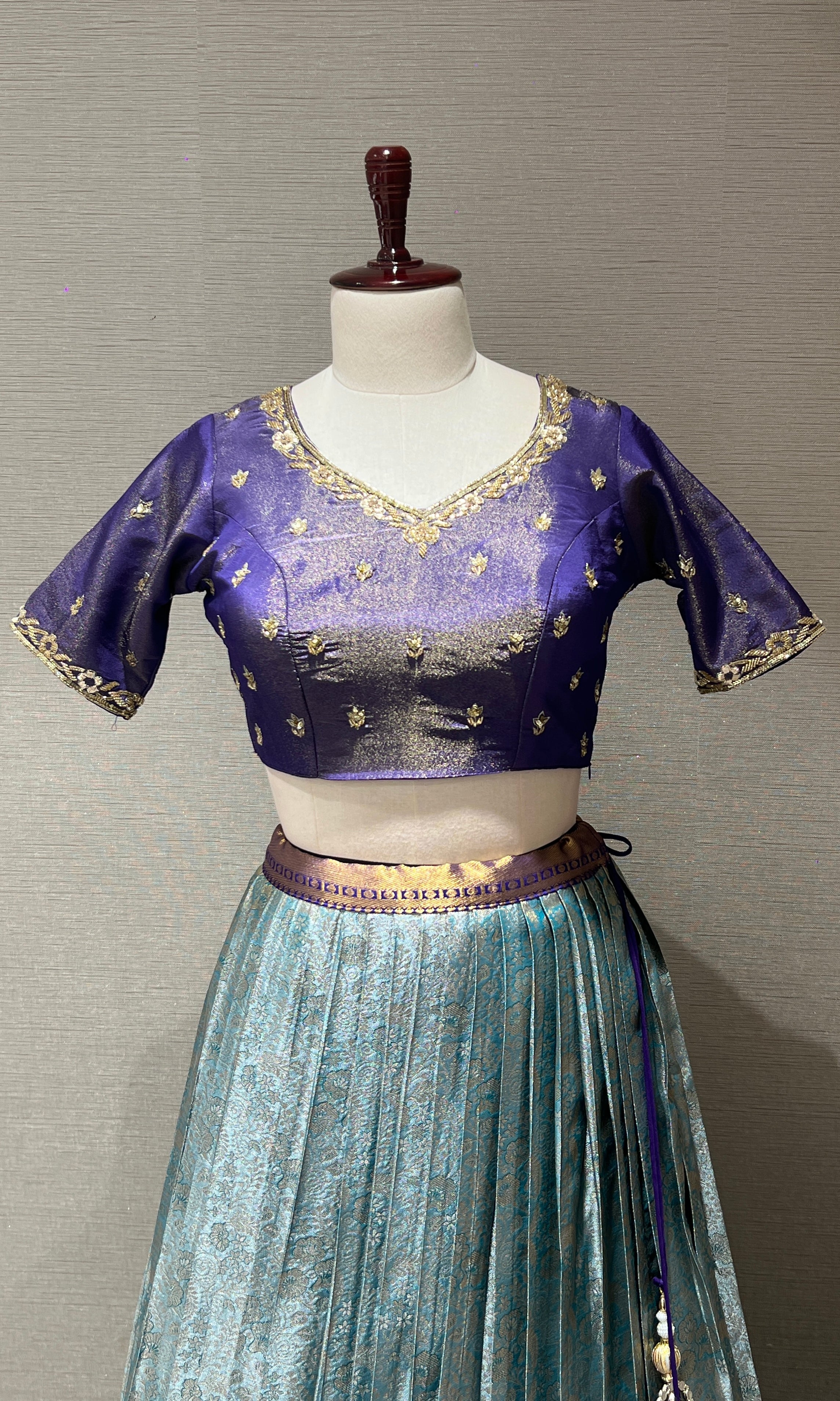 Purple pattu Lehenga