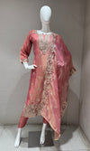 pink Tissue silk Ethnic Kurta Set with Zari dupatta