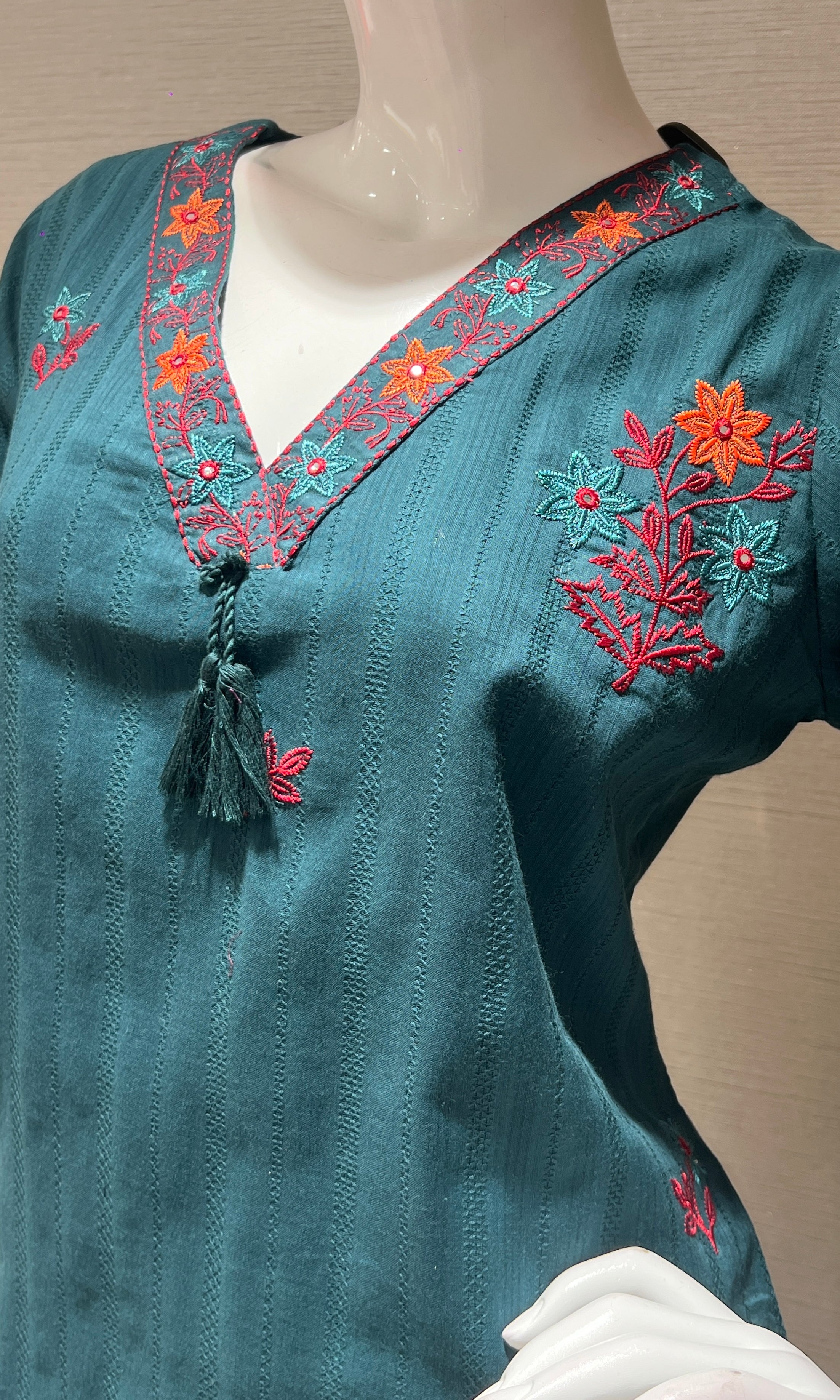 Green FLORAL EMBROIDERED kurta set