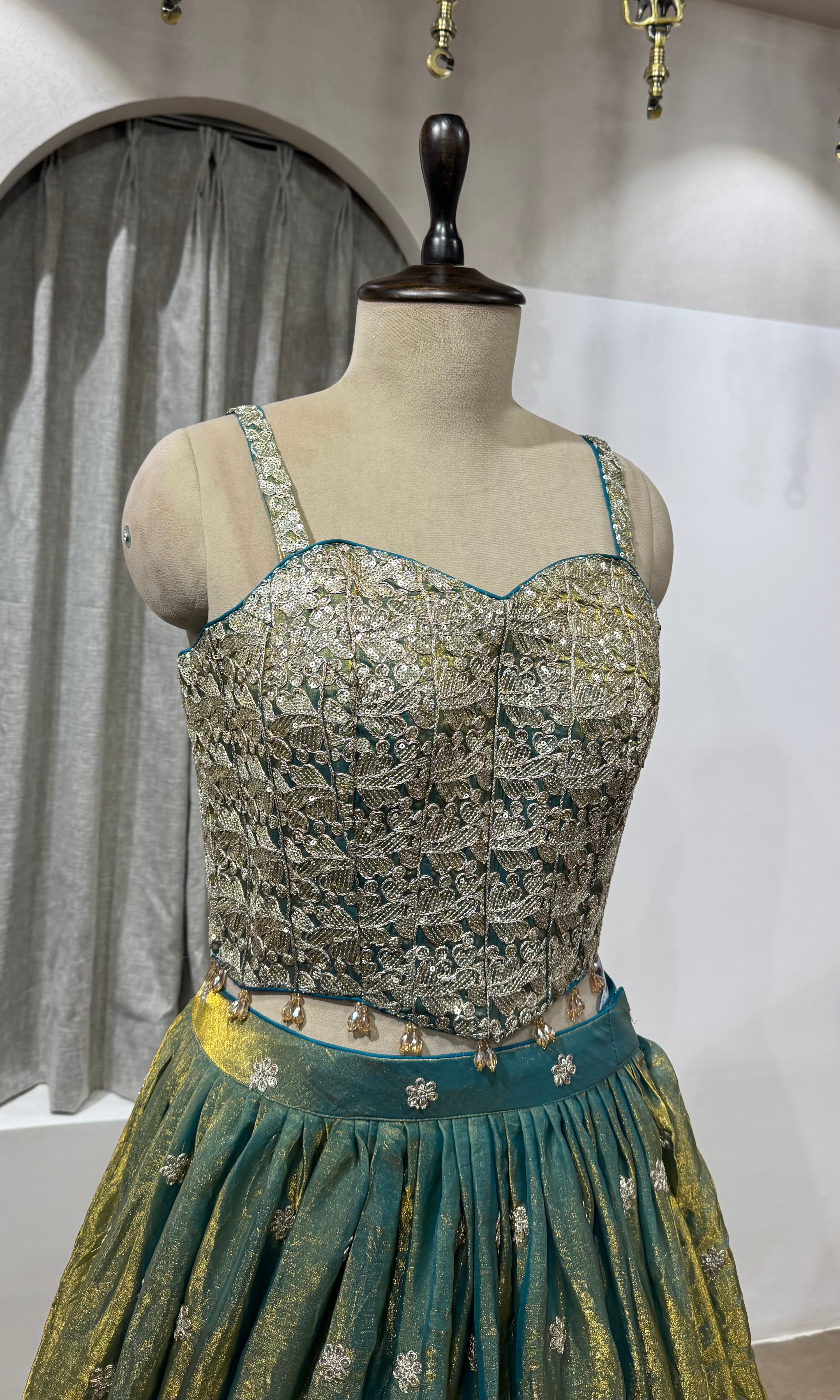 Green Tissue Silk Elegance lehenga set