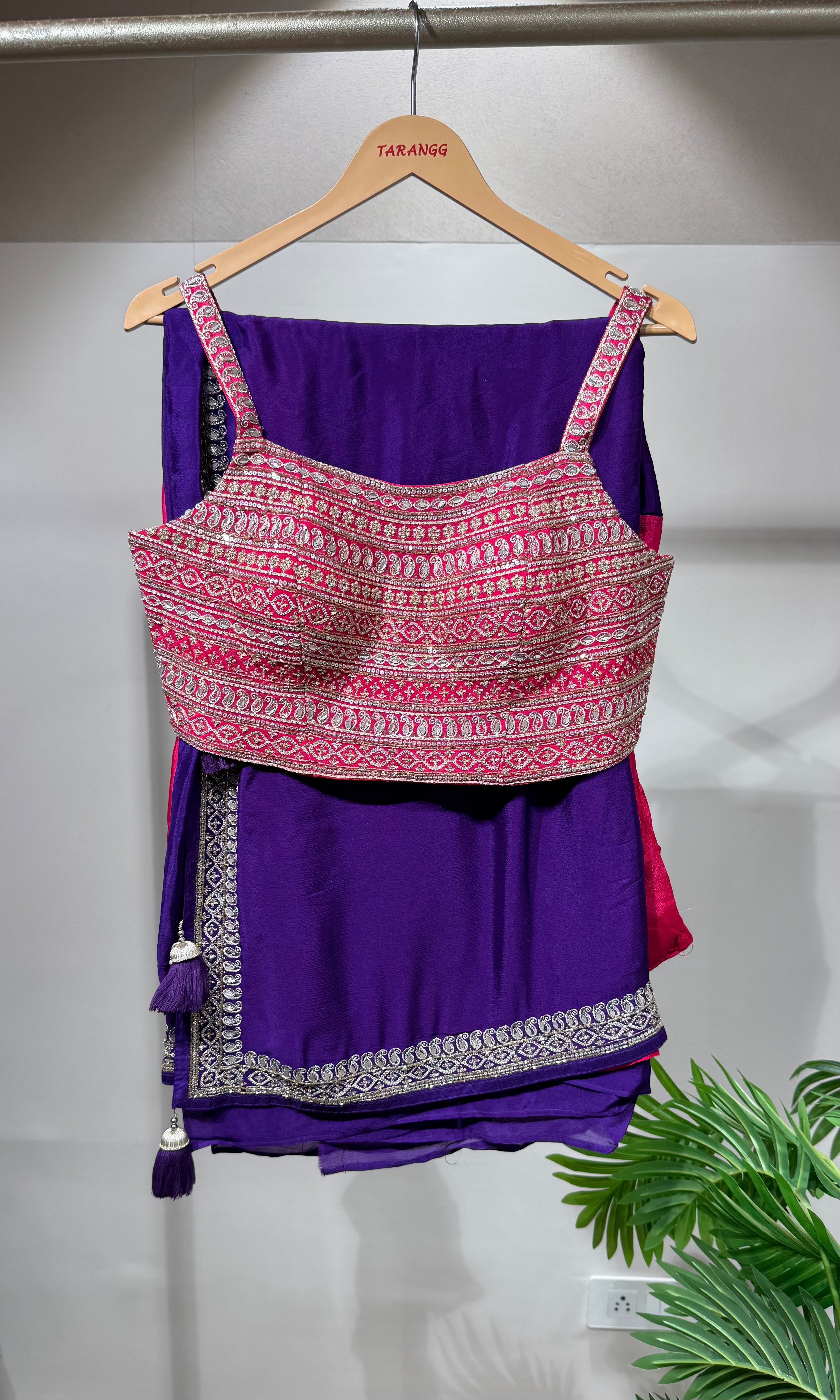 Purple saree with EMBROIDERED blouse