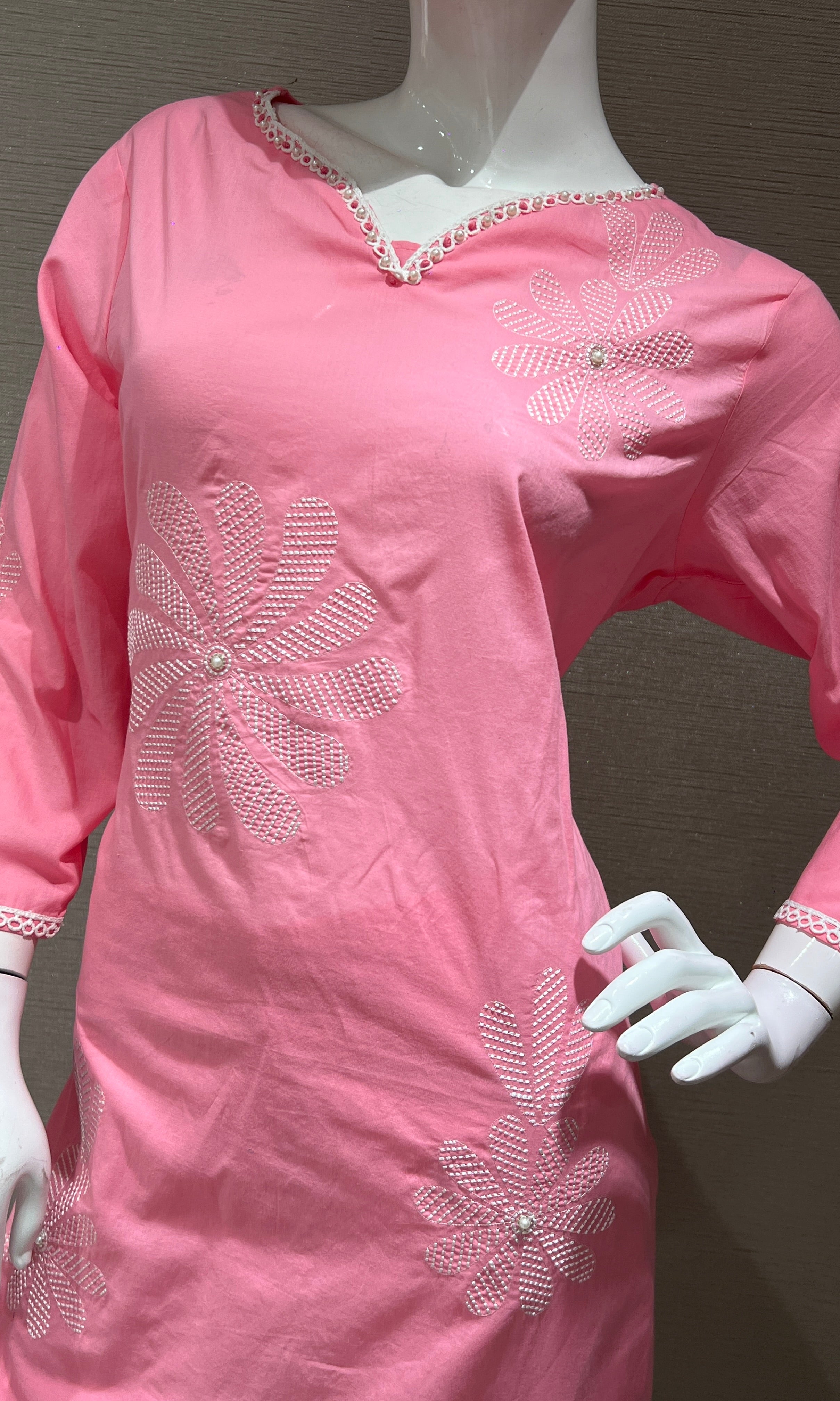 BABY pink FLORAL KURTA SET