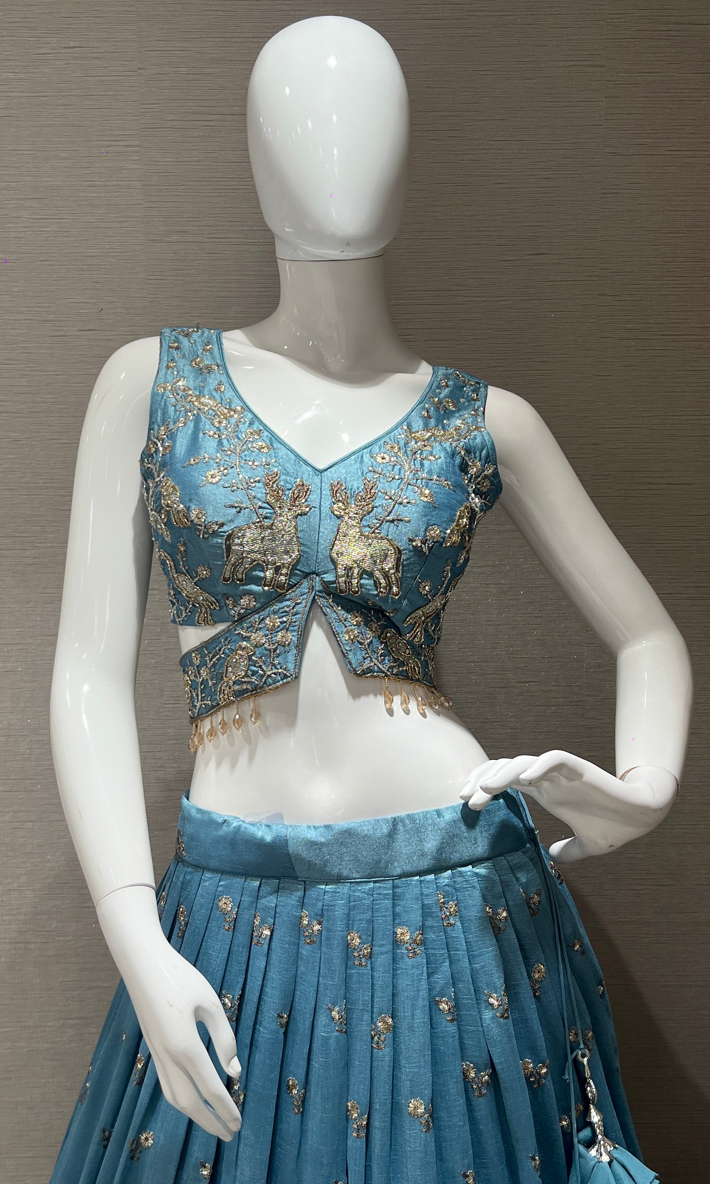 Light Blue Embroidered Lehenga