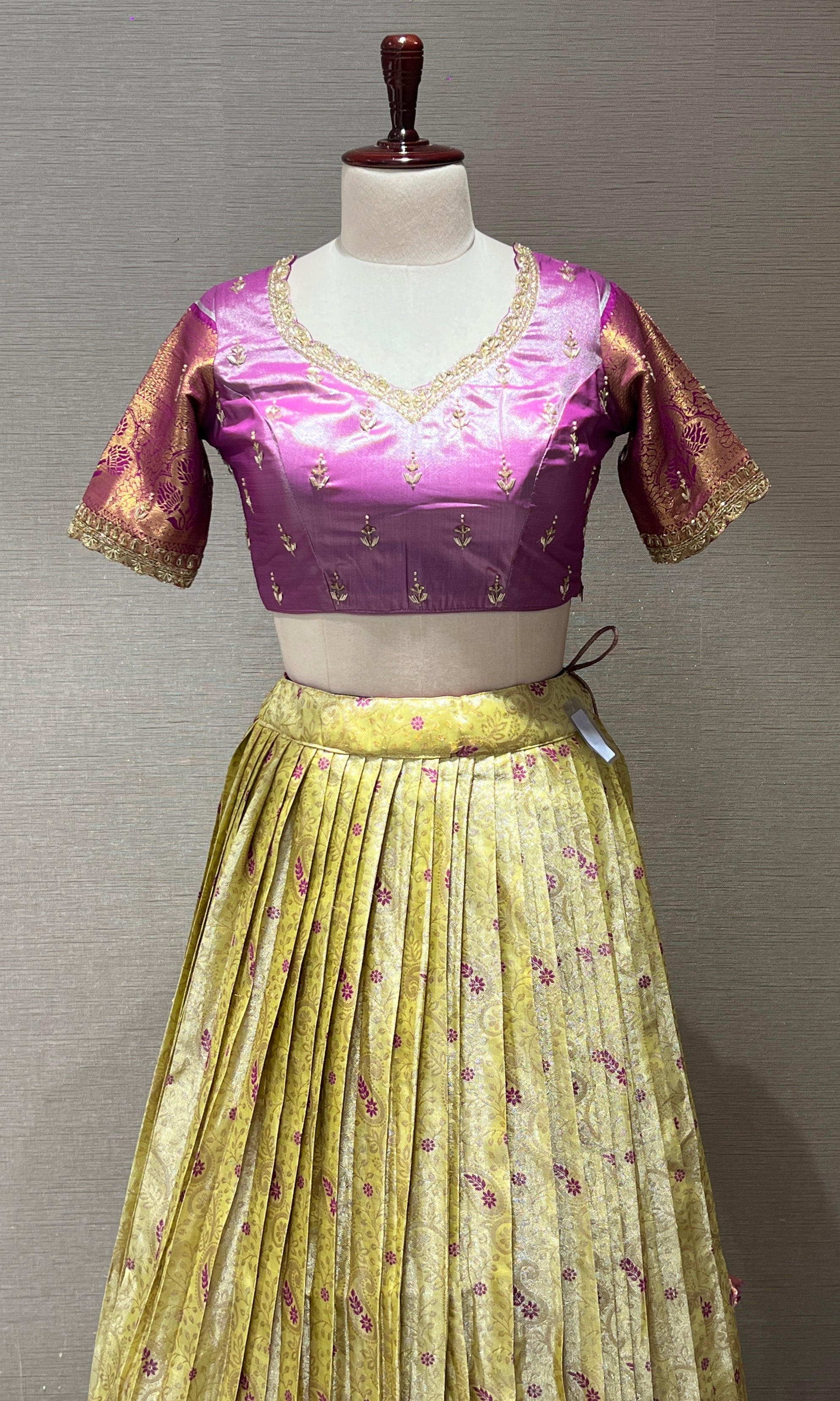 Lavender and Parrot Green Lehenga
