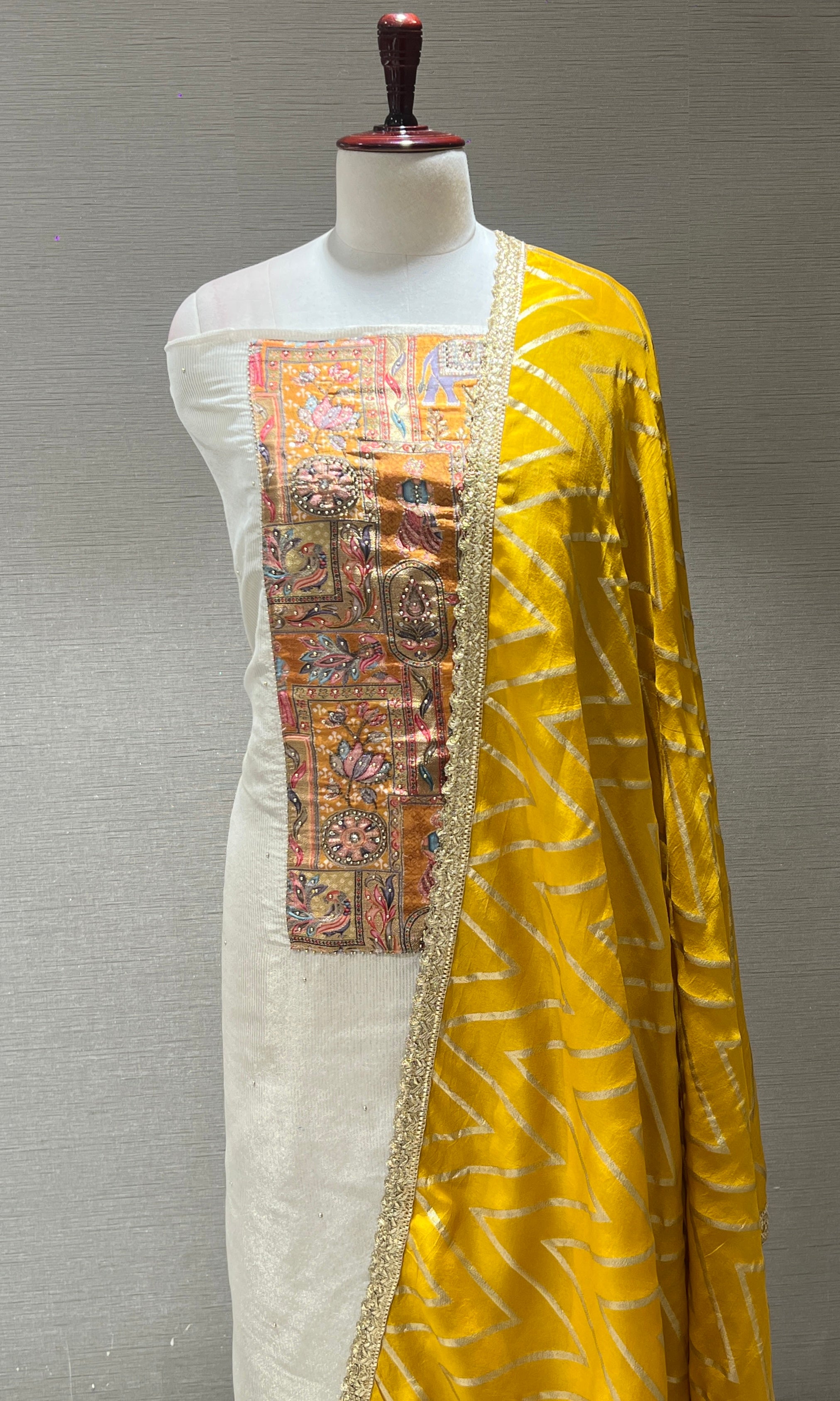 Half white dress material (party wear)