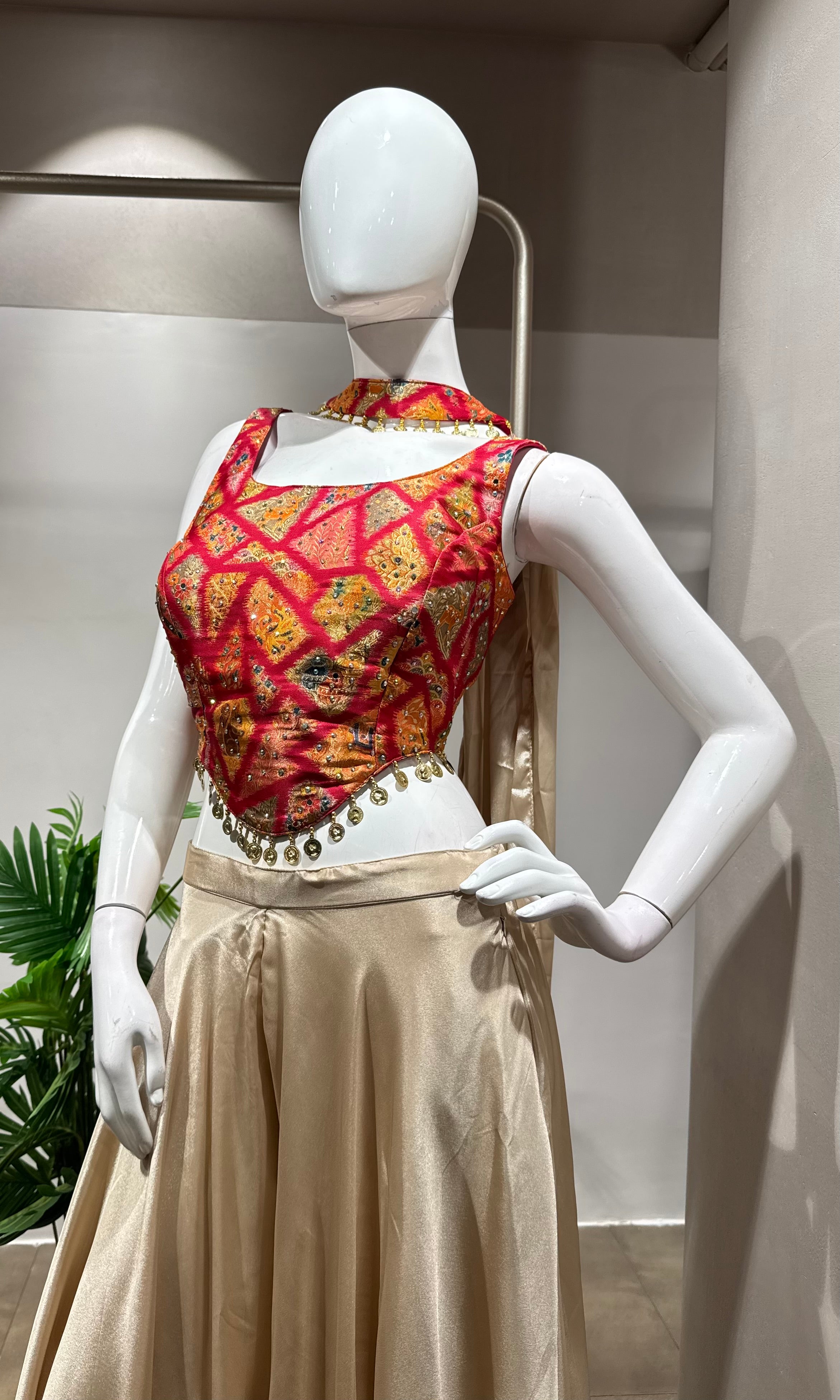 RED ELEGANT FLORAL TOP WITH PALAZZO SET