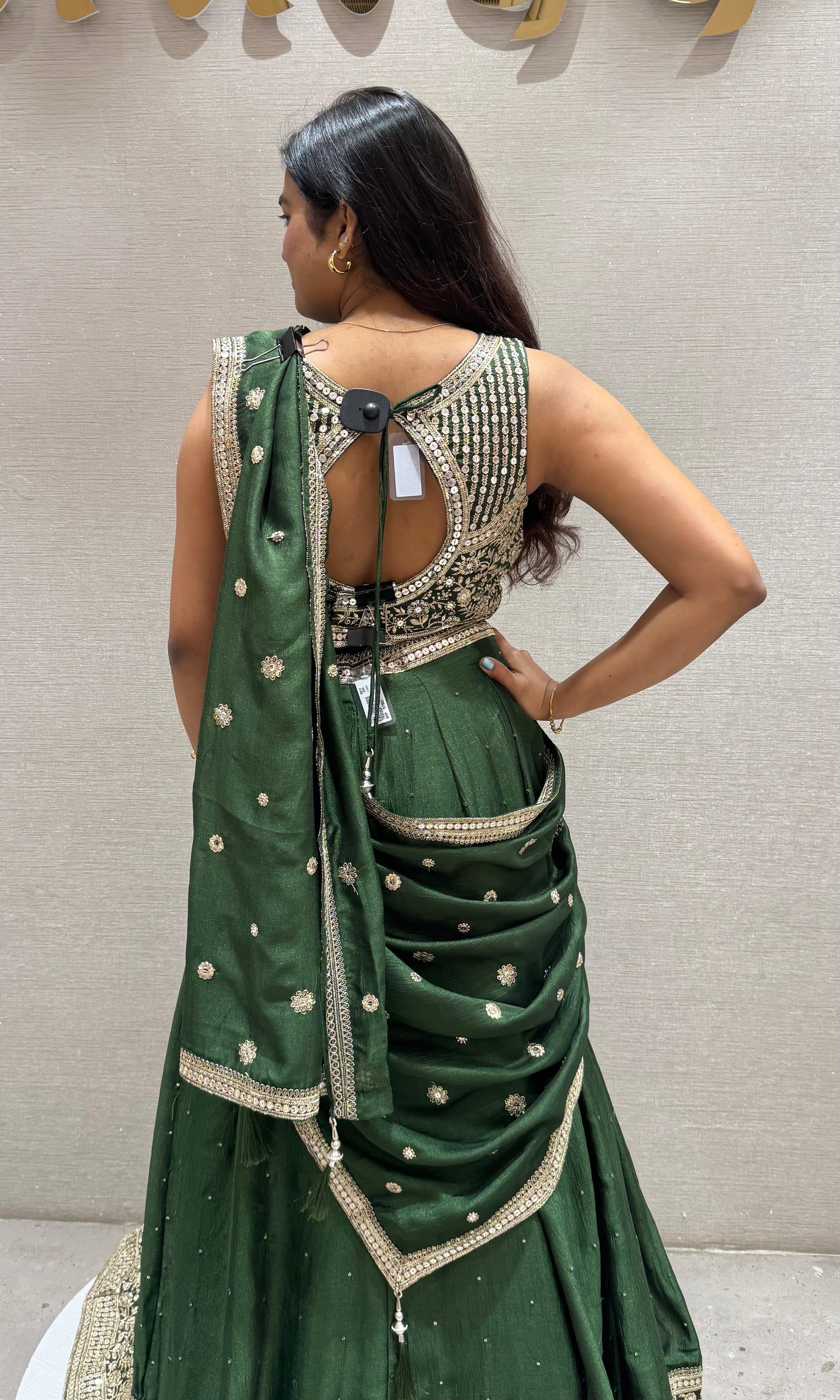 Green Embroidered Lehenga Choli