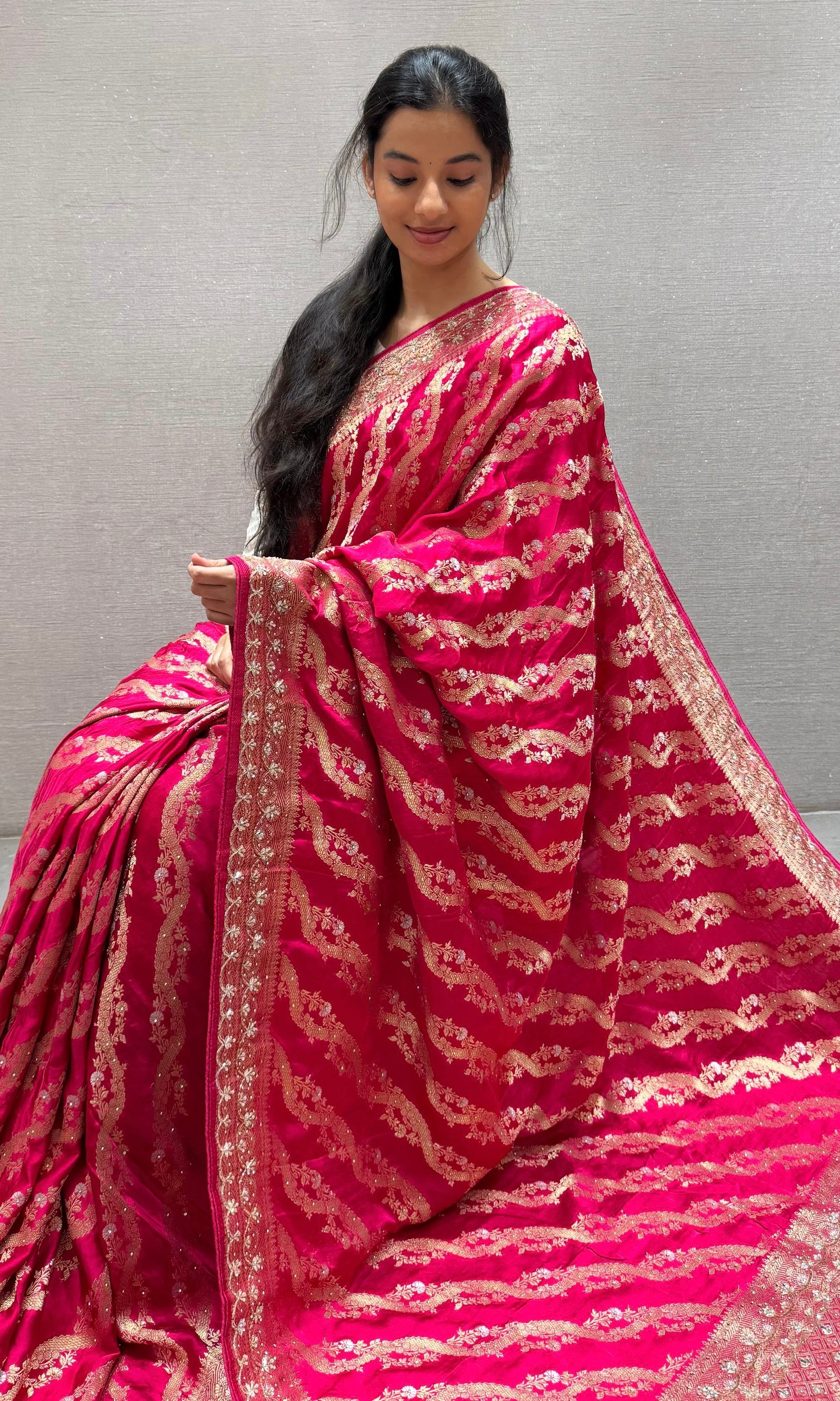 Pink Banarasi saree