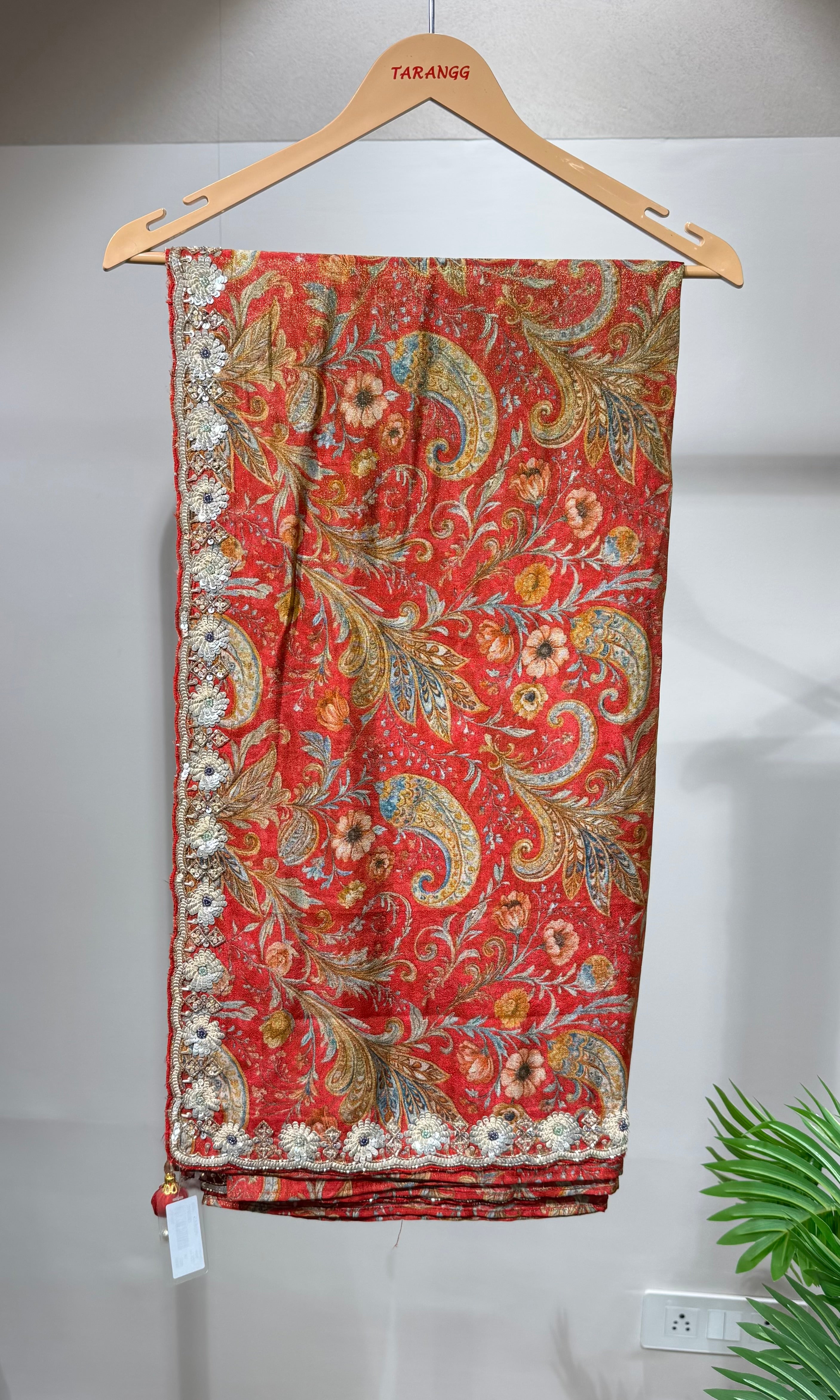 Red DESIGNED saree with EMBROIDERED blouse