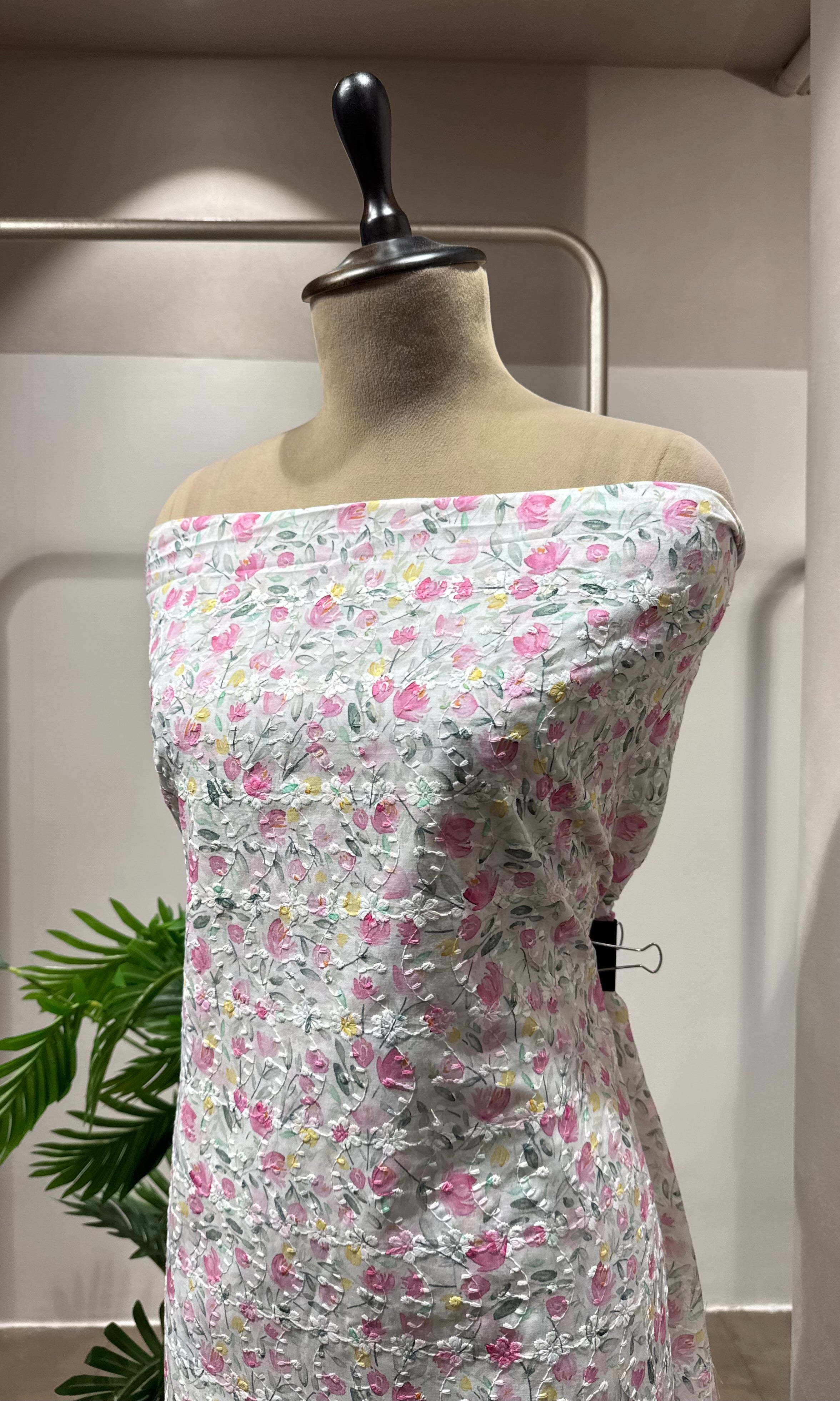 PINK Floral Embroidered DRESS MATERIAL