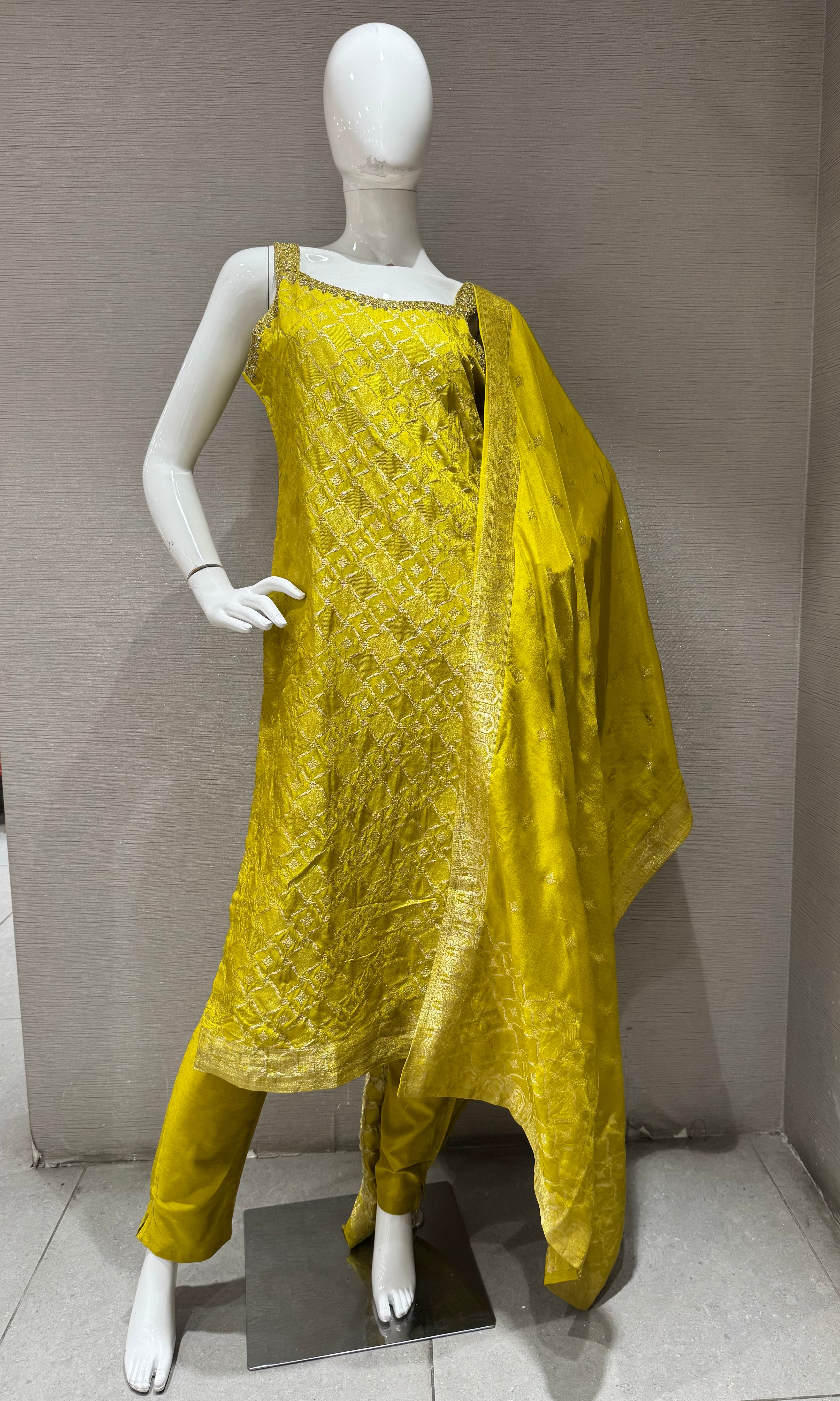 Green Golden kurta set
