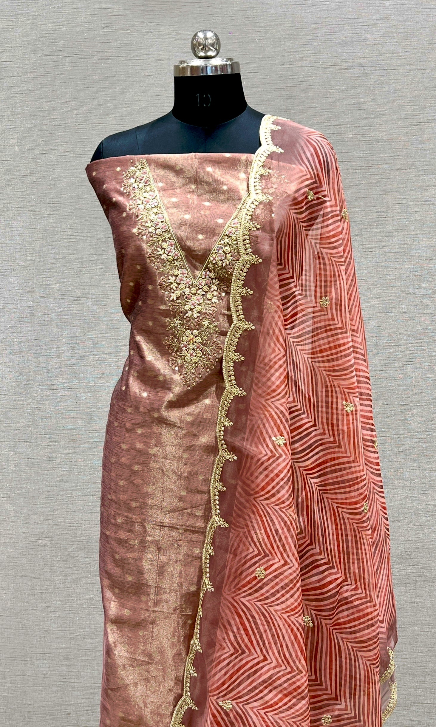 Brown dress material