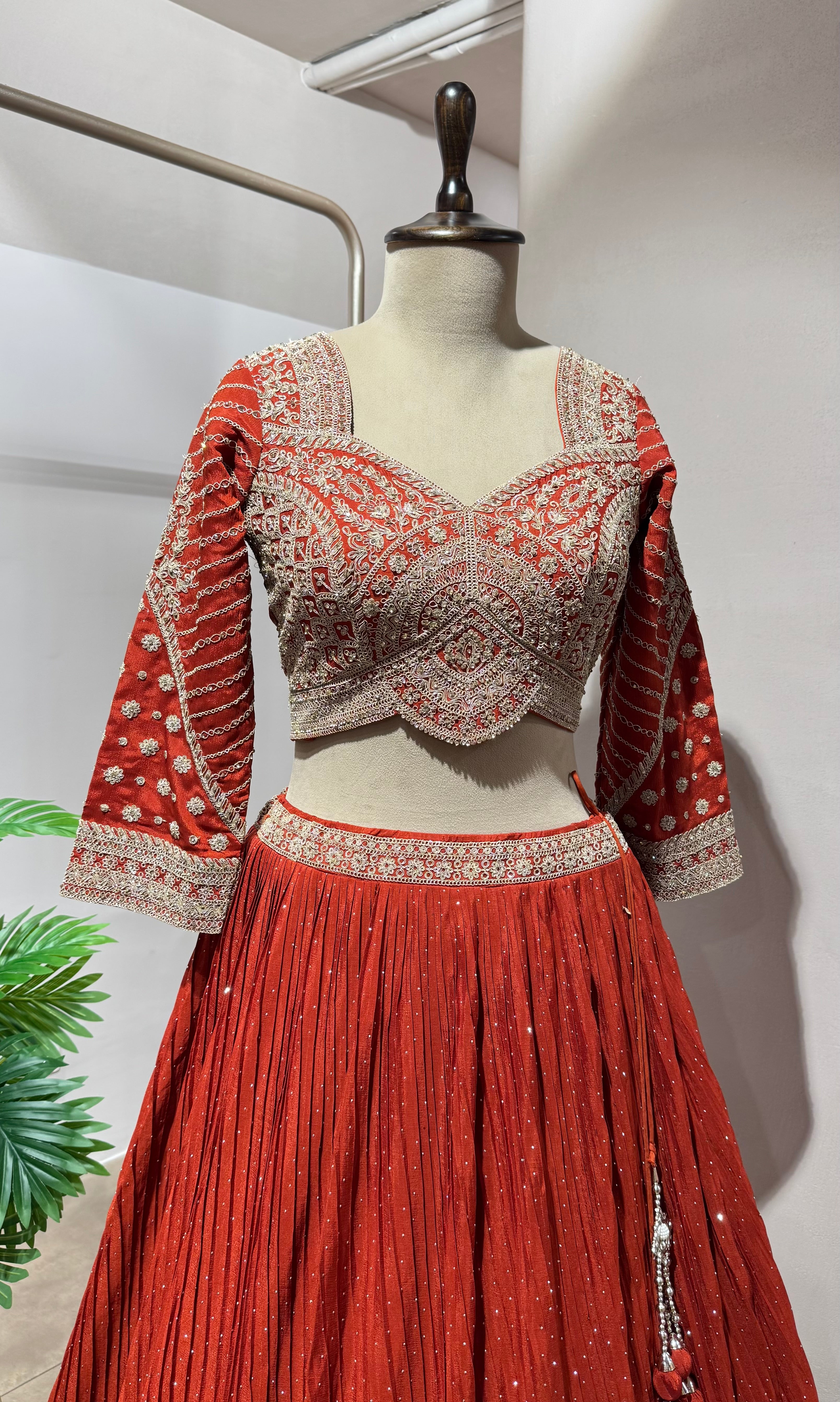 Rust Orange Royal Elegance Lehenga