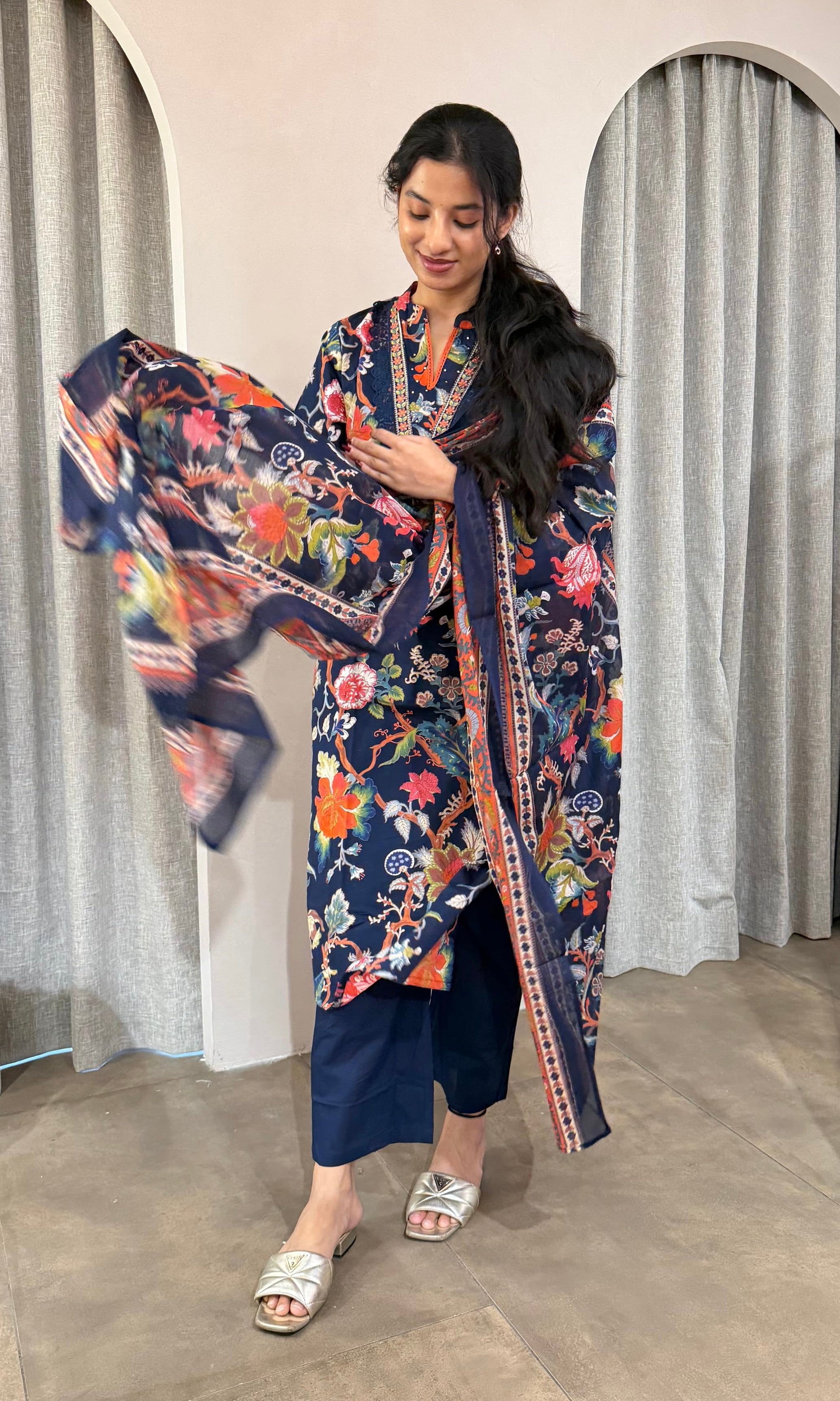 Blue FLORAL kurta set