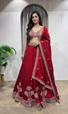 MAROON Elegance Embroidered Silk Lehenga Choli