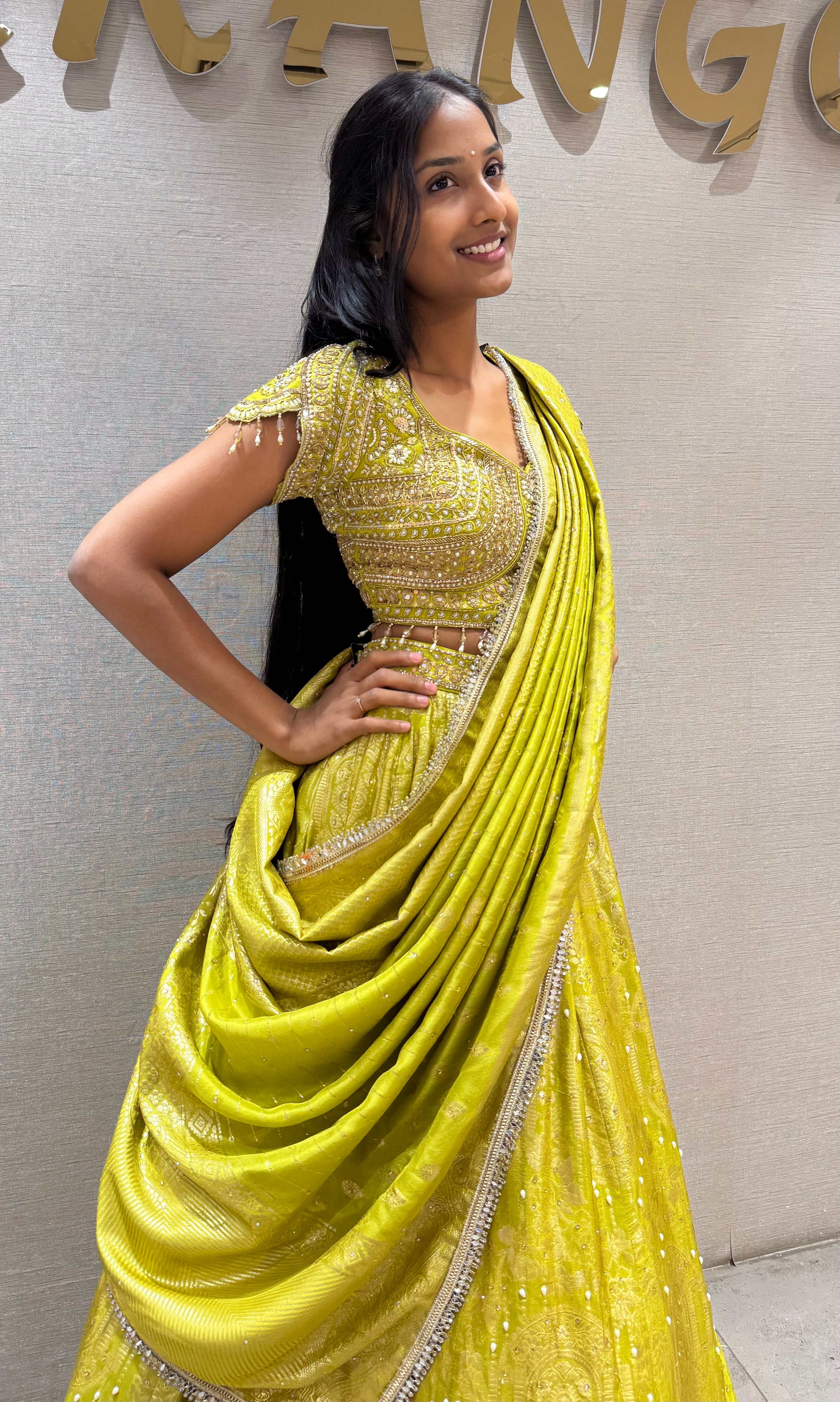 Mehendi Green Embellished Lehenga set
