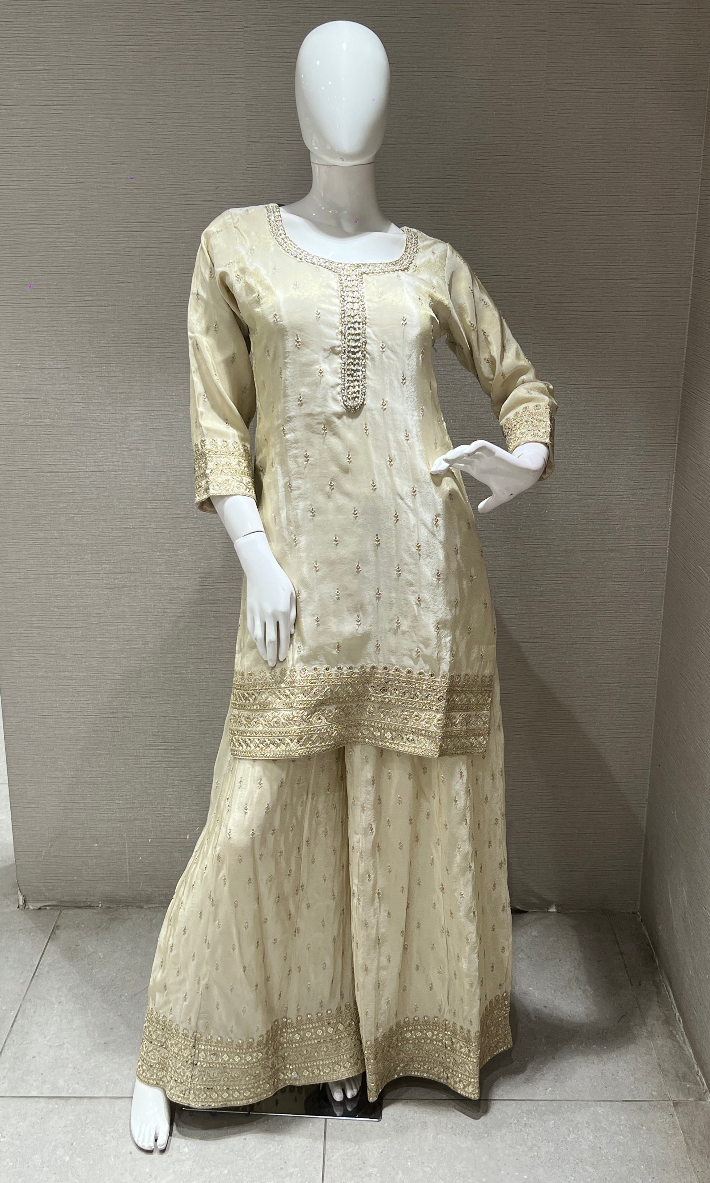 Half white Embroidered Sharara Palazoo