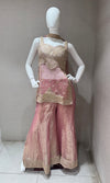 Blush Pink WITH Gold Embroidered Tissue Silk Sharara Set
