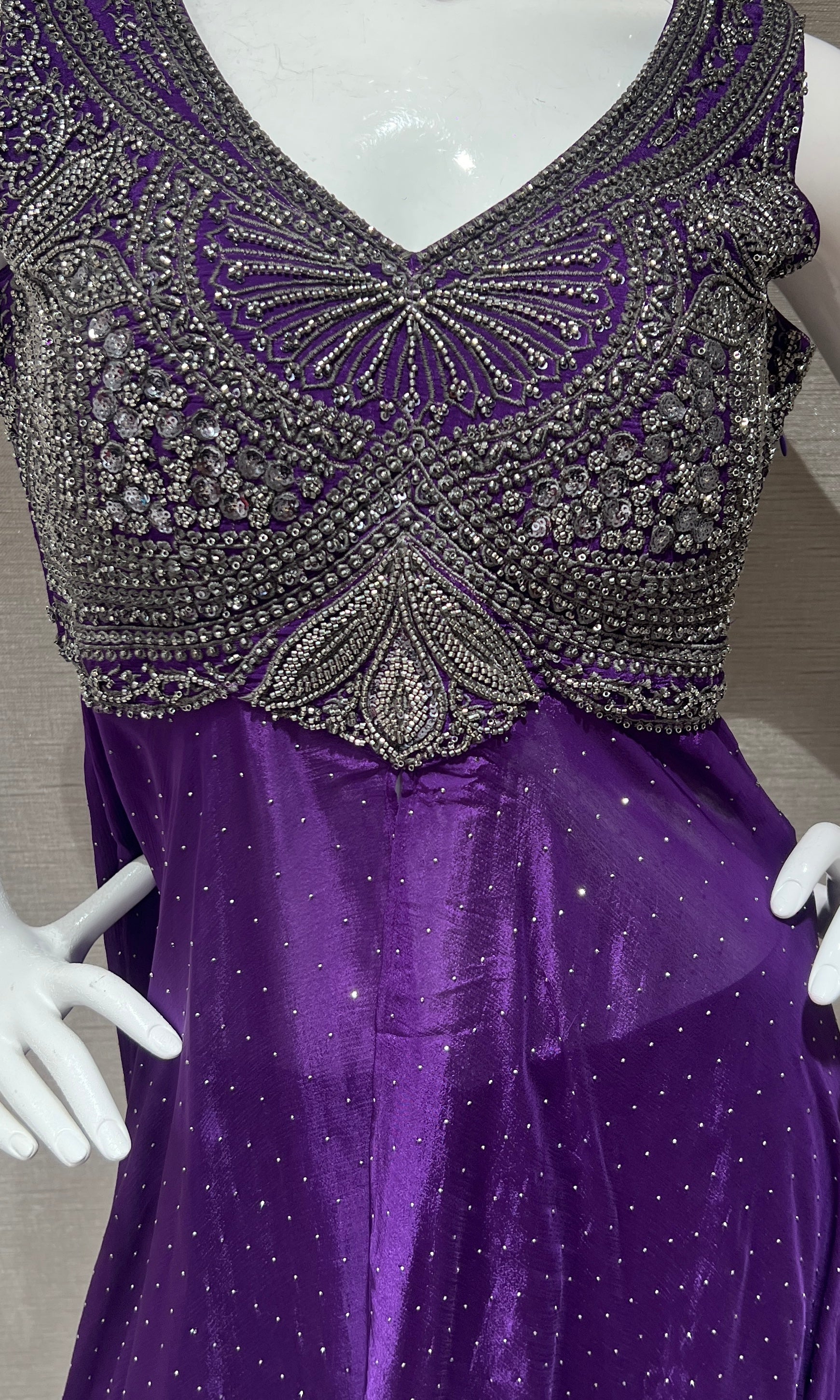 Purple Shimmer Anarkali with Palazzo Pants