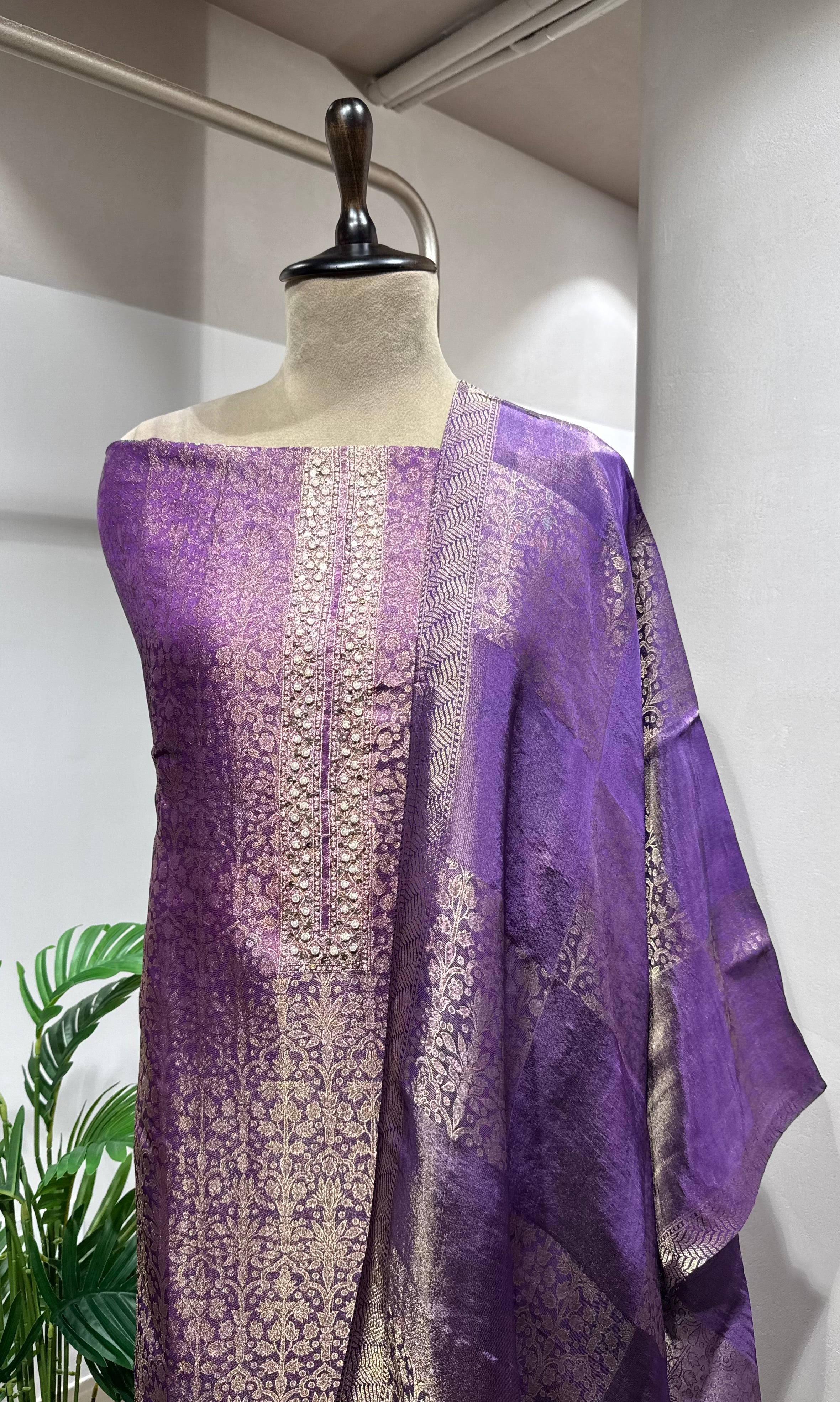 Purple Banarasi Silk DRESS MATERIAL