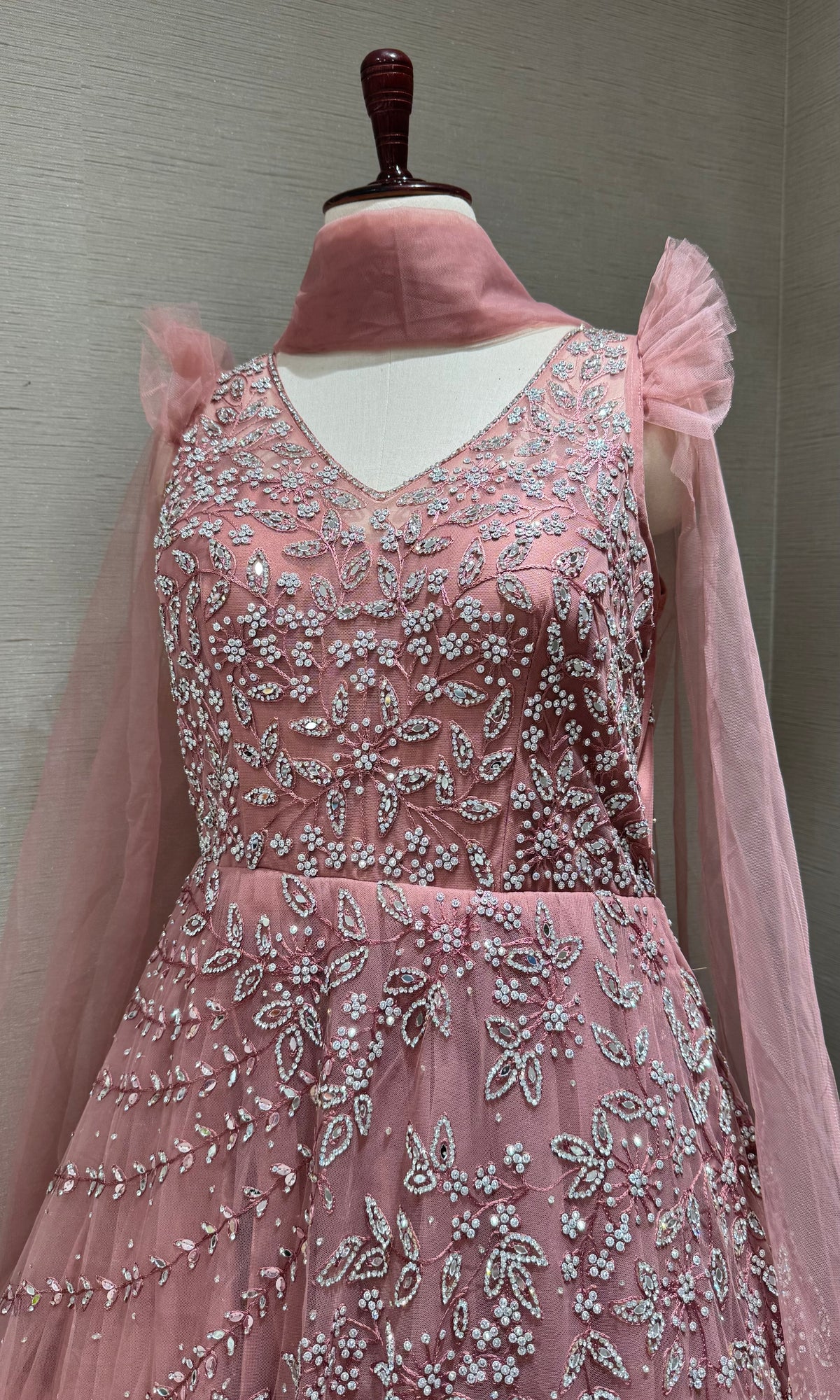 Moee Elegant Gown with Sheer Cape