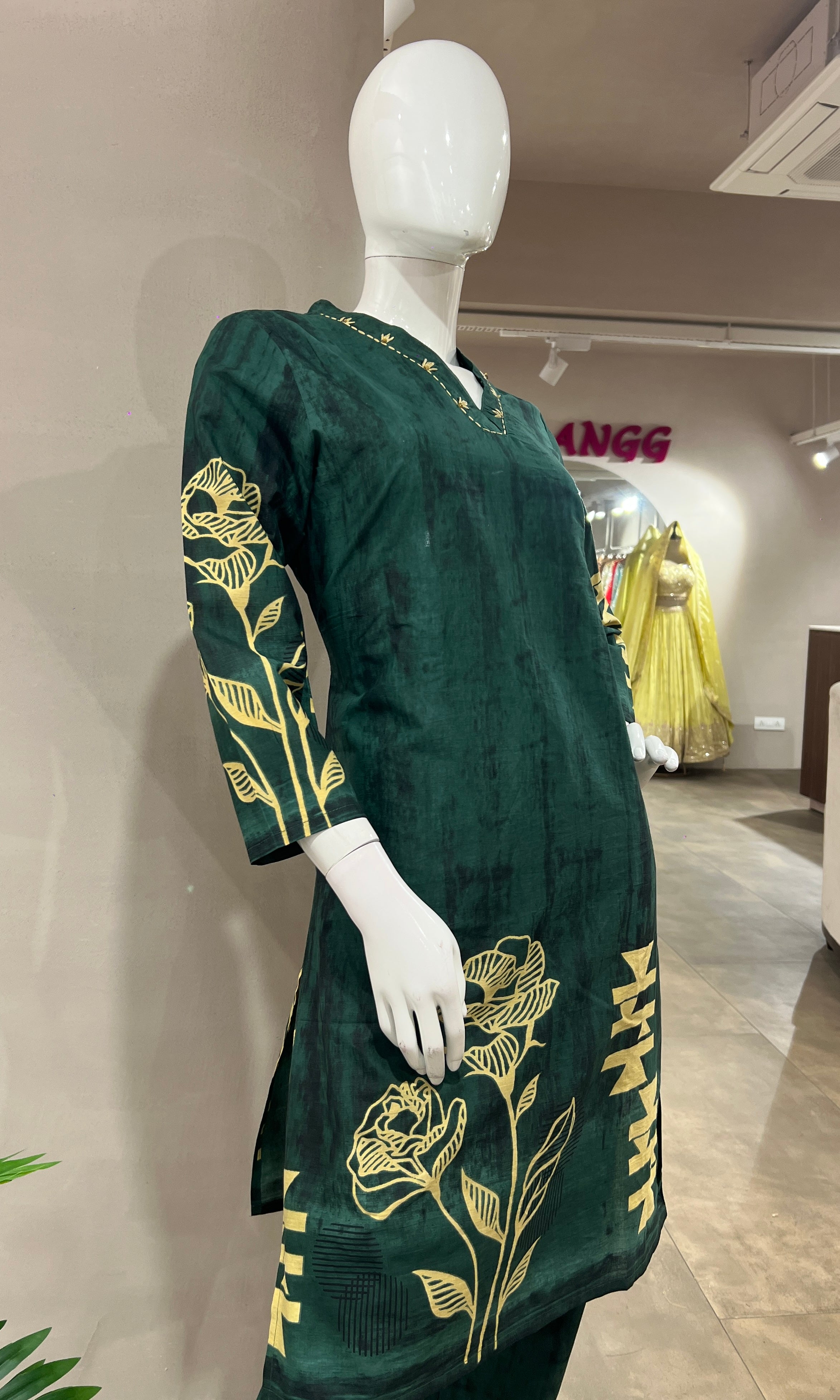 GREEN FLORAL CORD SET