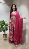 Rani pink  floral embroidery palazzo set