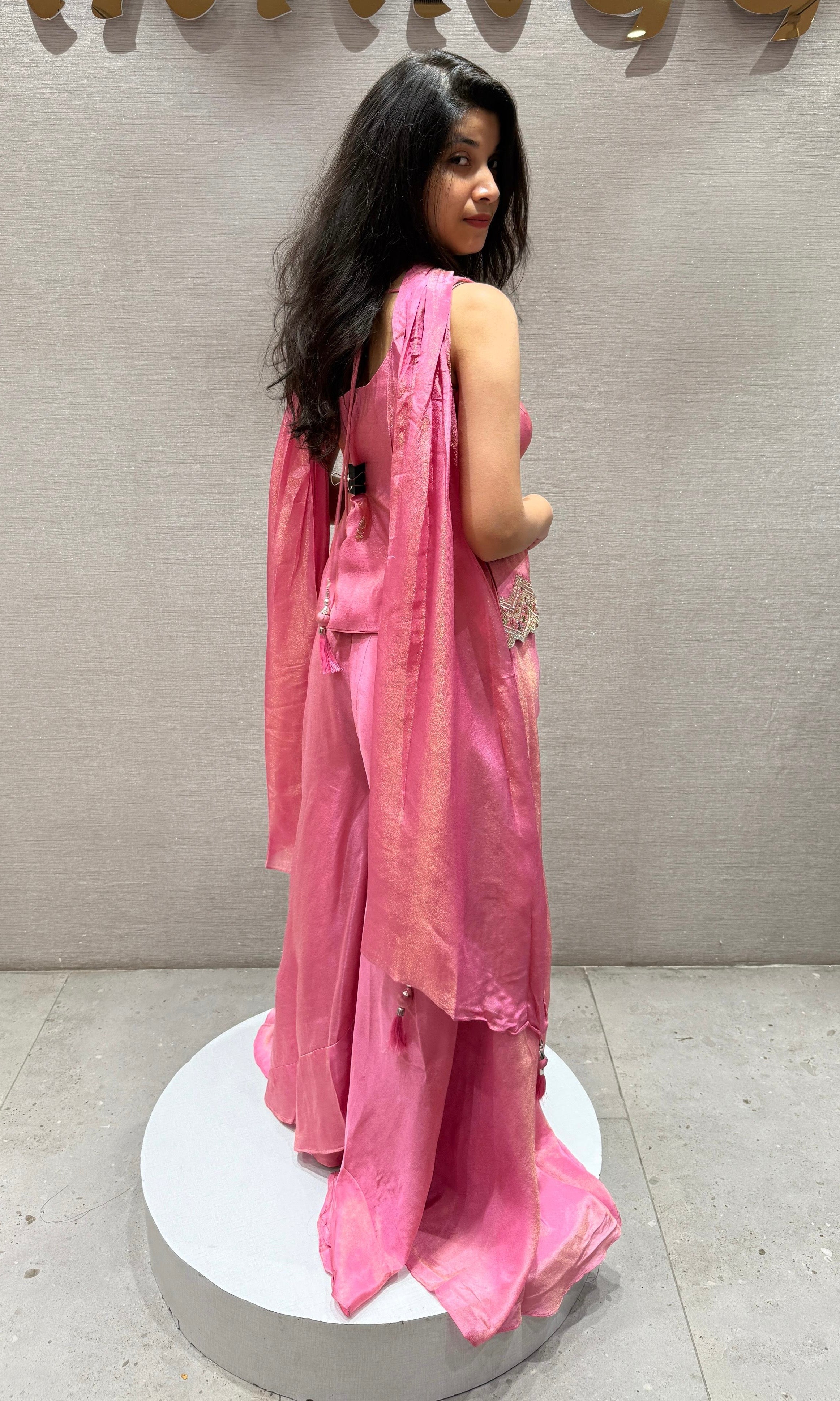 Rose Petal Peplum Palazzo Set