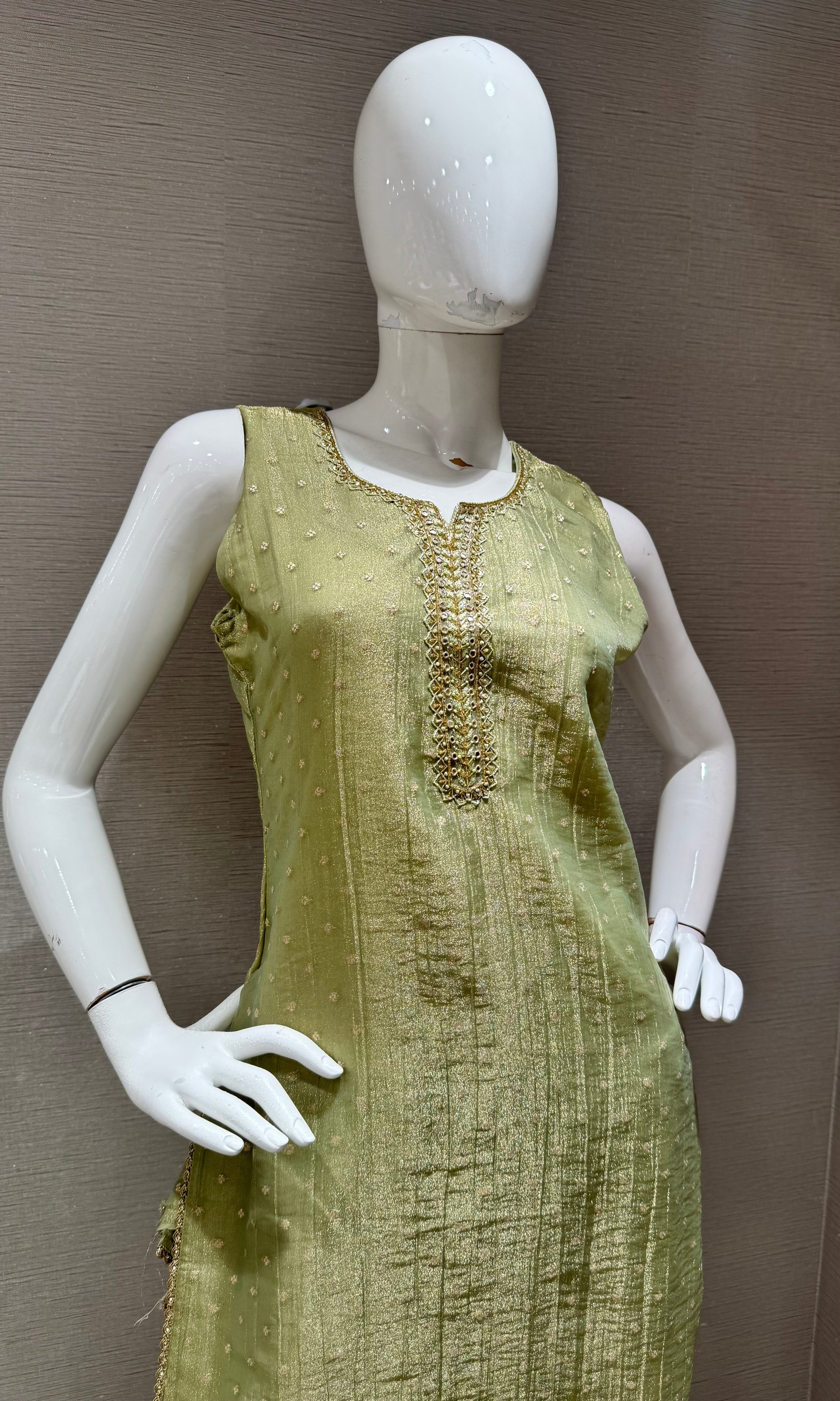 Pista Green Embroidered kurta set