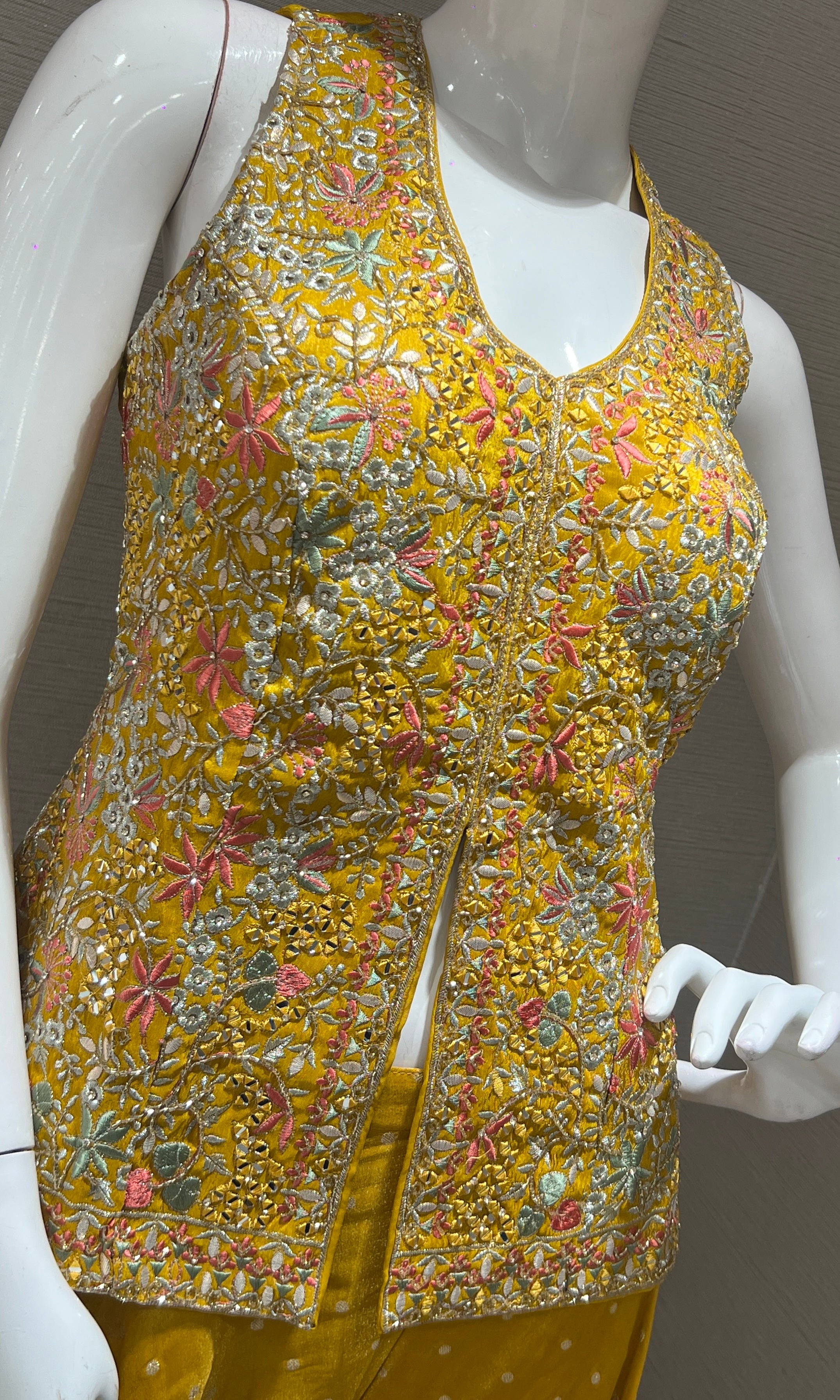 Yellow embroidered sharara palazzo